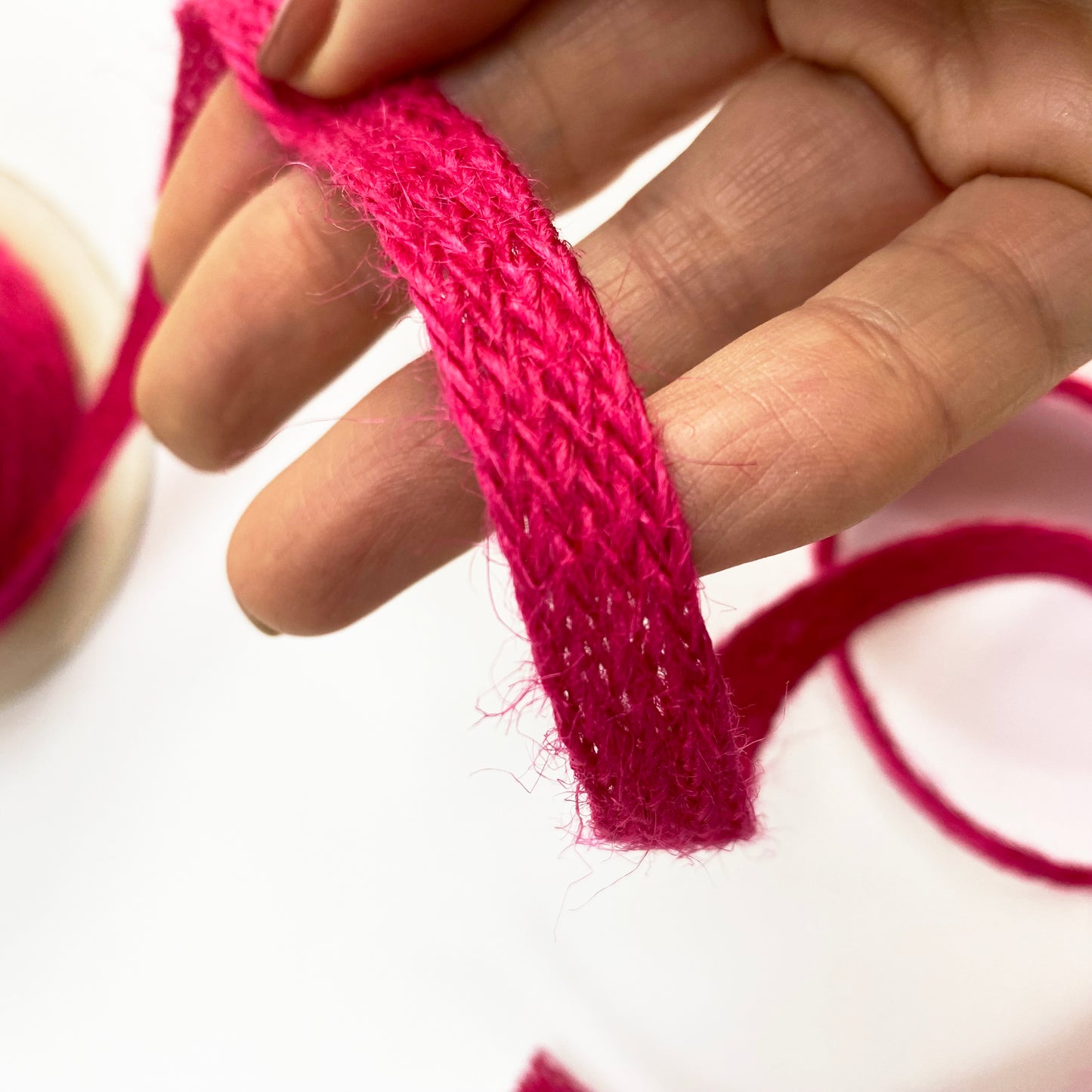Hessian Ribbon Jute Tape 10mm Natural Red Pink | Metre or Full Roll Rustic Trim - SweetpeaStore