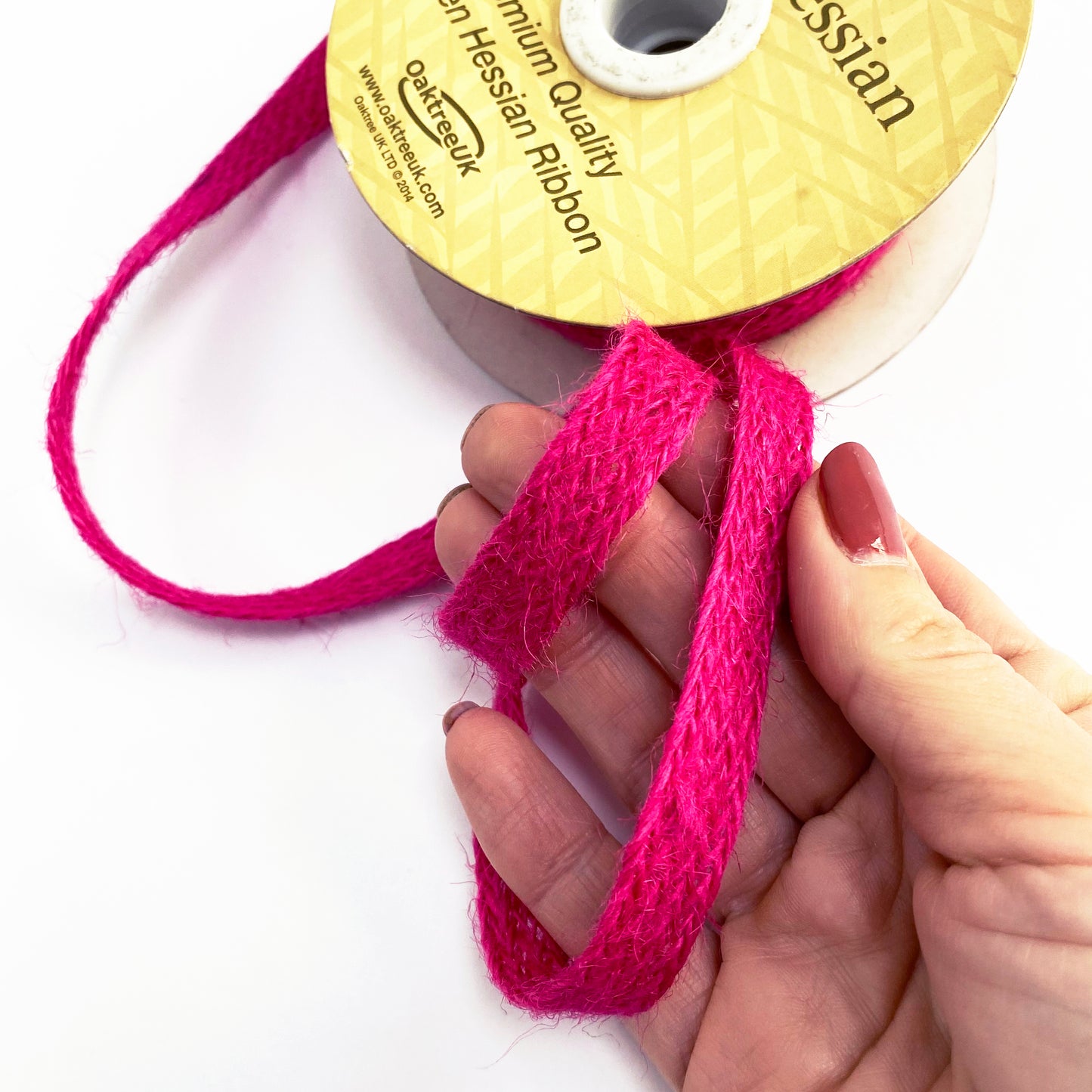 Hessian Ribbon Jute Tape 10mm Natural Red Pink | Metre or Full Roll Rustic Trim - SweetpeaStore