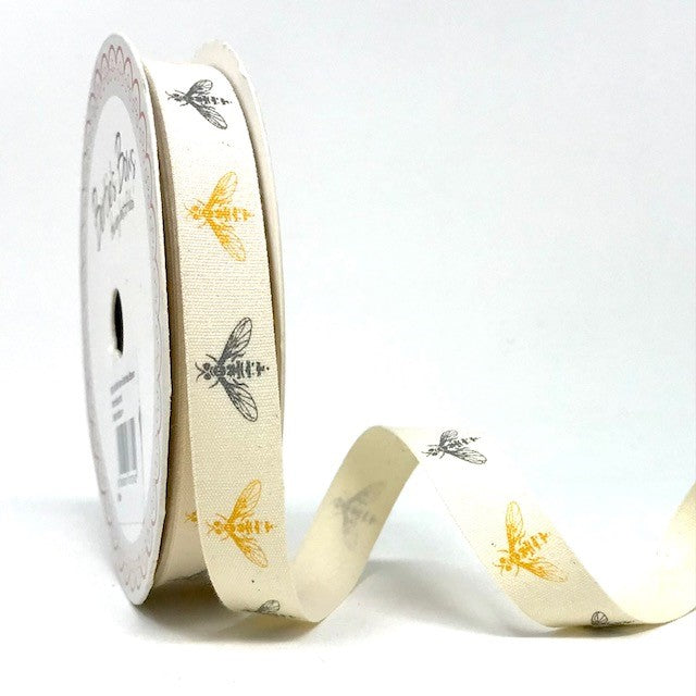 Cotton Bee Ribbon Vintage Trim Bees 15mm 25mm Sewing Craft Wrapping - SweetpeaStore