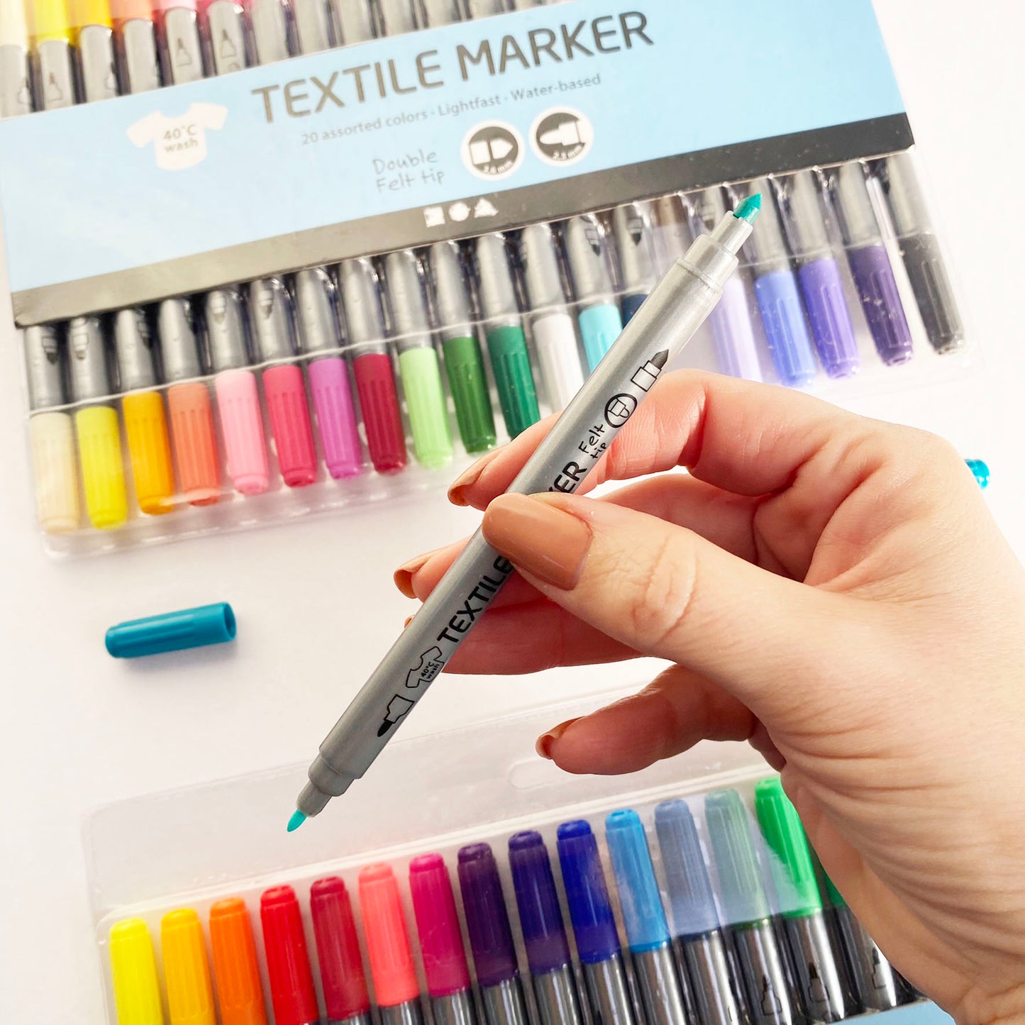 Fabric Pens Textile Markers Bold Vibrant Dual Ended Pen | Choose Set Brights Muted - SweetpeaStore