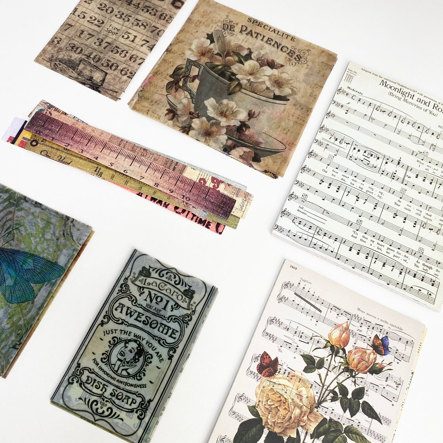 Vintage Papers & Stickers Ephemera | Scrapbooking Junk Journal | 4 Set to Choose - SweetpeaStore