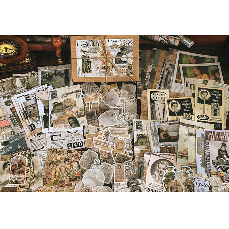 Scrapbooking Sticker & Paper Set | Vintage Ephemera | 200 pcs | Junk Journaling - SweetpeaStore