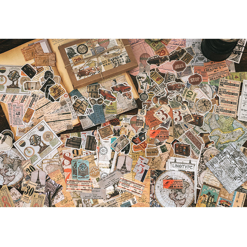 Scrapbooking Sticker & Paper Set | Vintage Ephemera | 200 pcs | Junk Journaling - SweetpeaStore