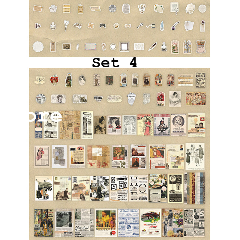 Scrapbooking Sticker & Paper Set | Vintage Ephemera | 200 pcs | Junk Journaling - SweetpeaStore