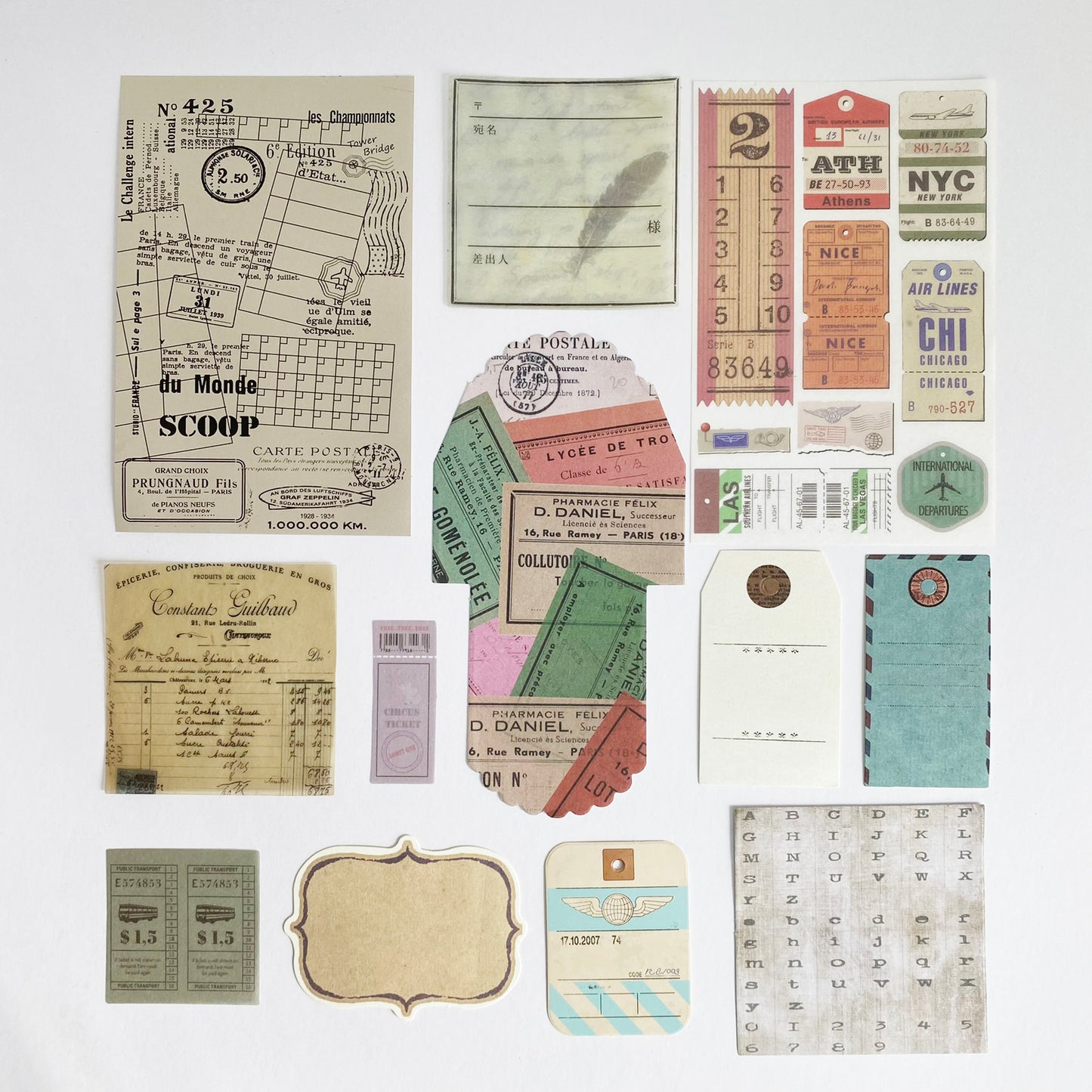 Scrapbooking Set | Stickers Papers Tags | Vintage Ephemera Scraps | Set of 27 - SweetpeaStore