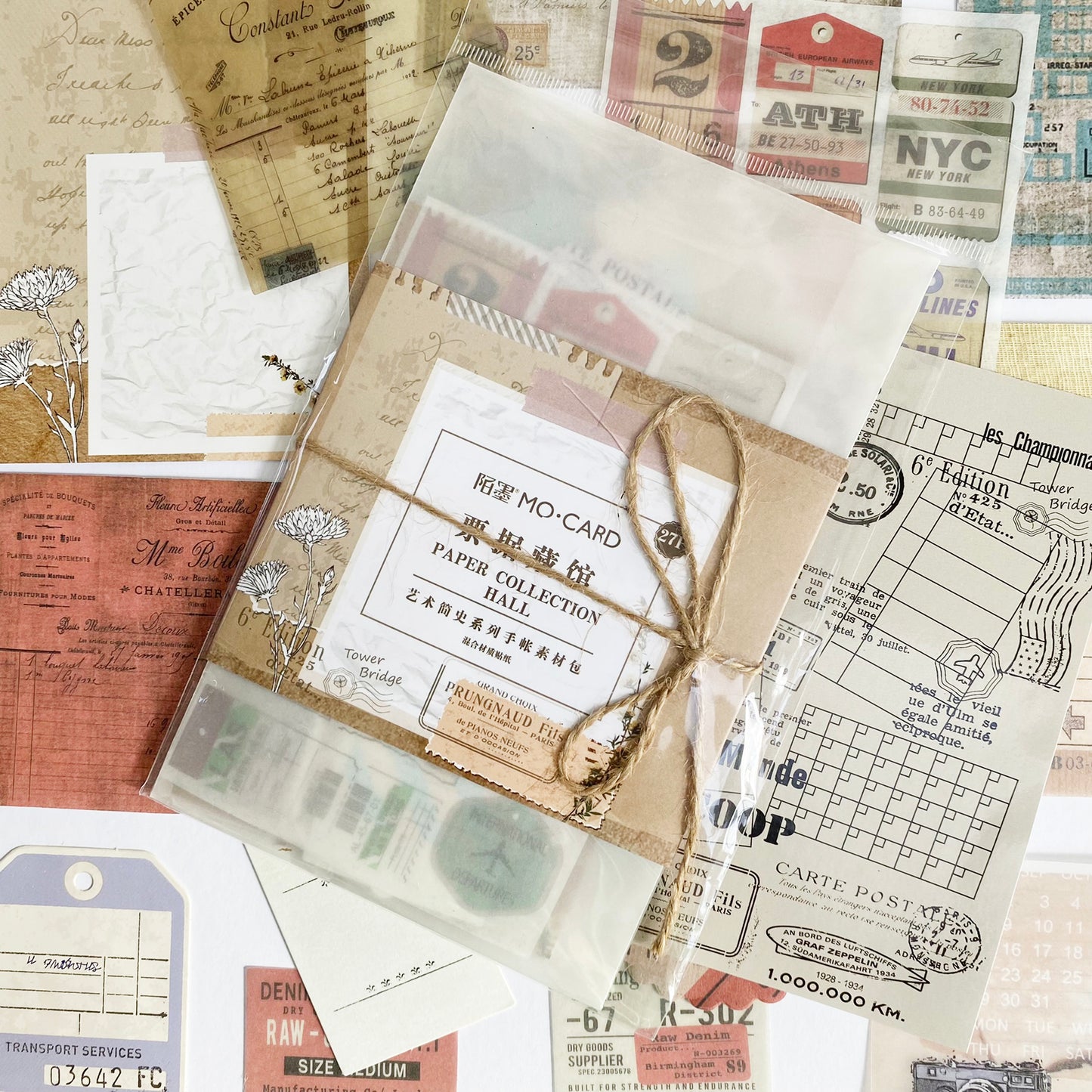 Scrapbooking Set | Stickers Papers Tags | Vintage Ephemera Scraps | Set of 27 - SweetpeaStore