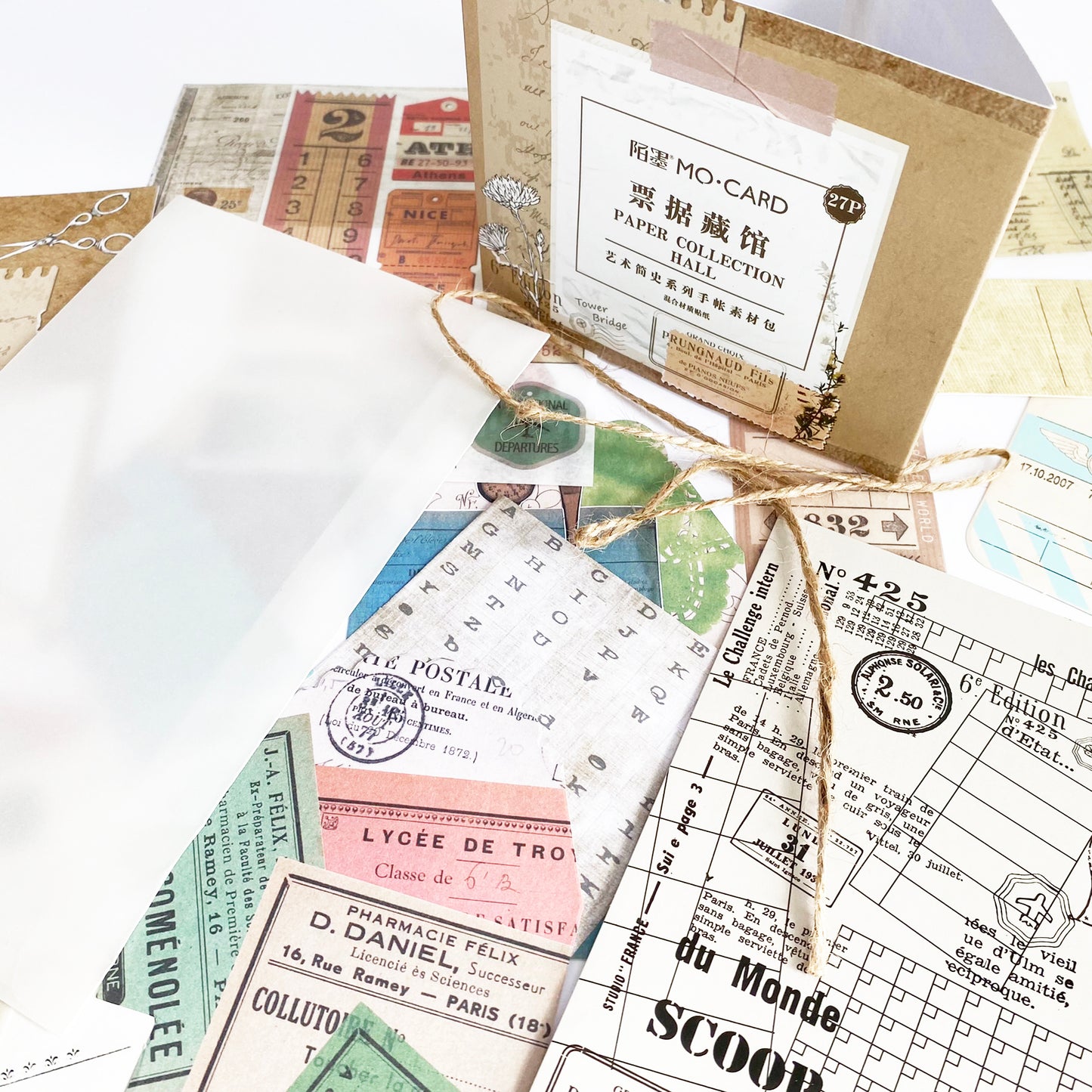 Scrapbooking Set | Stickers Papers Tags | Vintage Ephemera Scraps | Set of 27 - SweetpeaStore