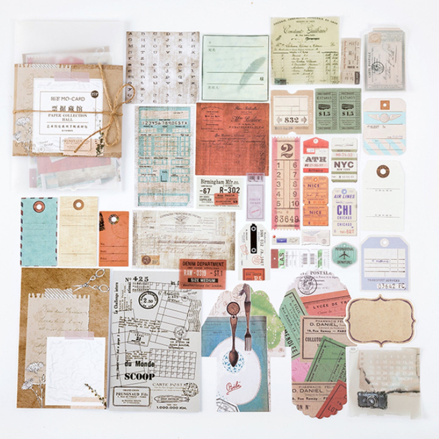 Scrapbooking Set | Stickers Papers Tags | Vintage Ephemera Scraps | Set of 27 - SweetpeaStore