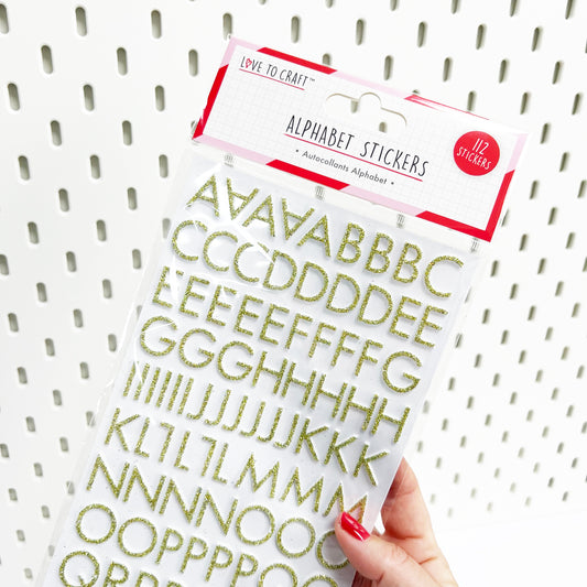 Alphabet Stickers Gold Glitter Foam Letter Raised 3D Sticker | Christmas Craft