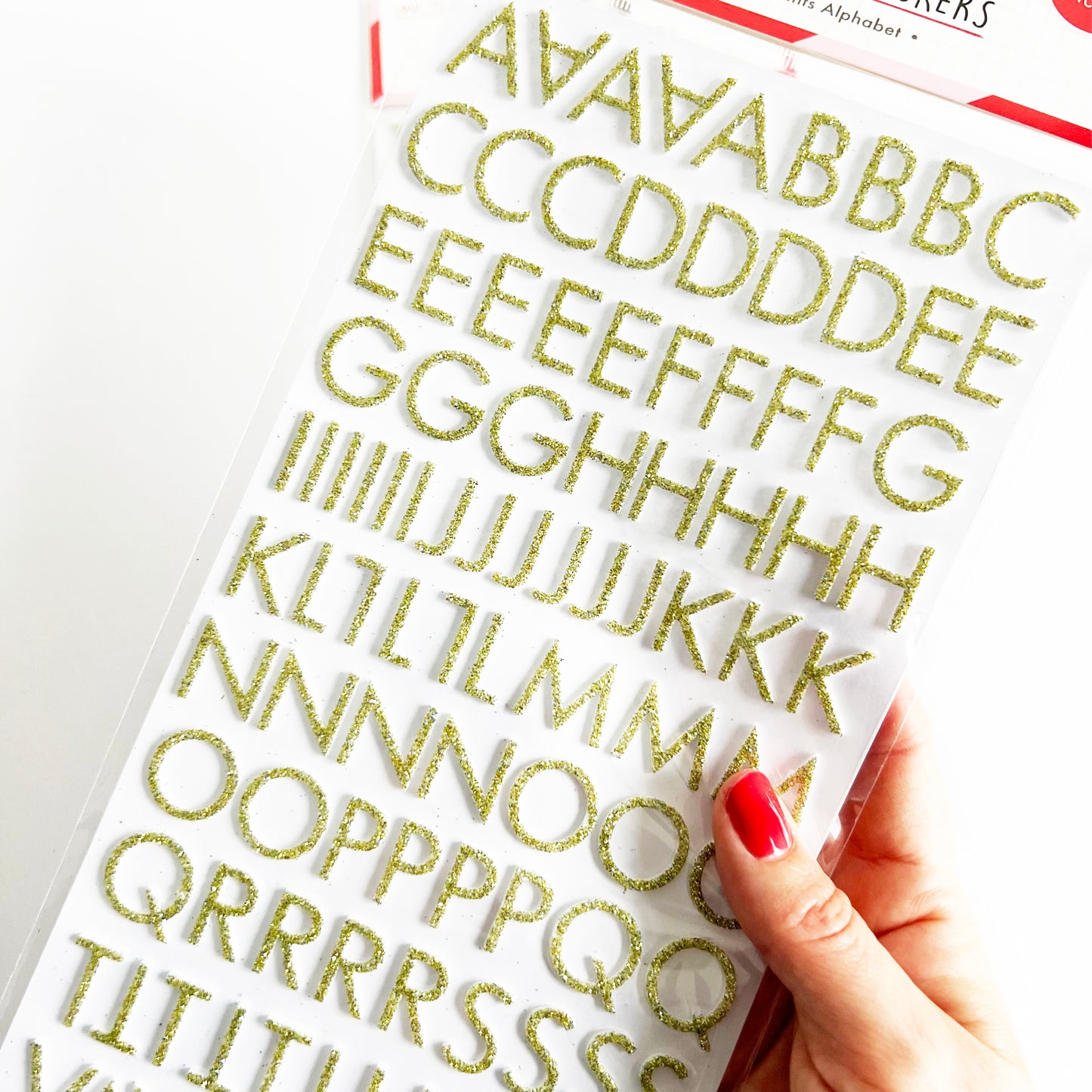 Alphabet Stickers Gold Glitter Foam Scrapbooking Craft Peel-Off Raised 3D Sticker - SweetpeaStore