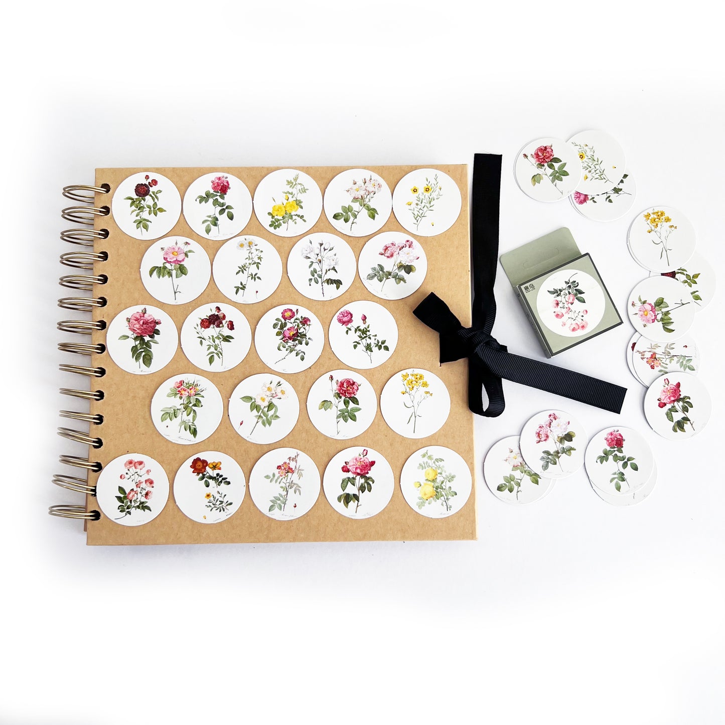 Round Flower Stickers | 46 Pretty Floral Vintage Flower Scrapbook Round Mini Box Stickers Collage Albums - SweetpeaStore