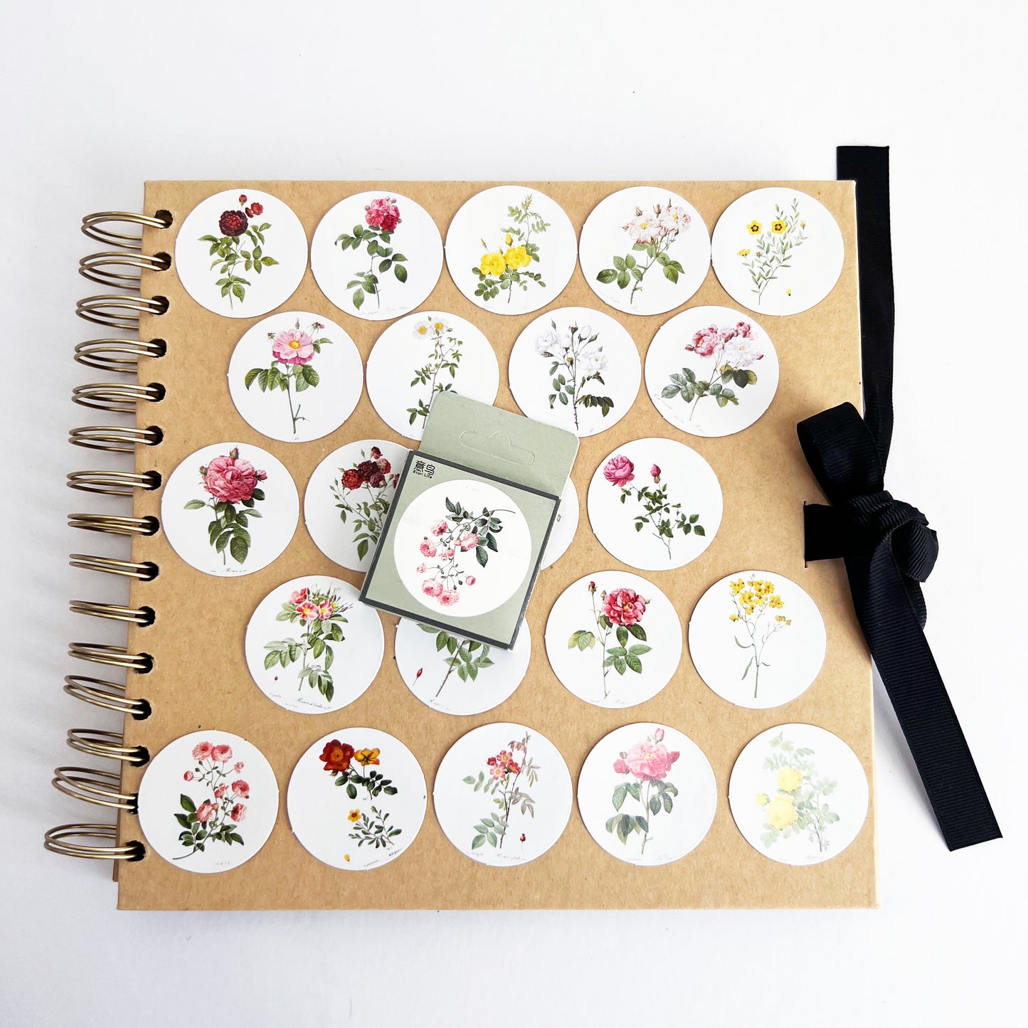 Round Flower Stickers | 46 Pretty Floral Vintage Flower Scrapbook Round Mini Box Stickers Collage Albums - SweetpeaStore