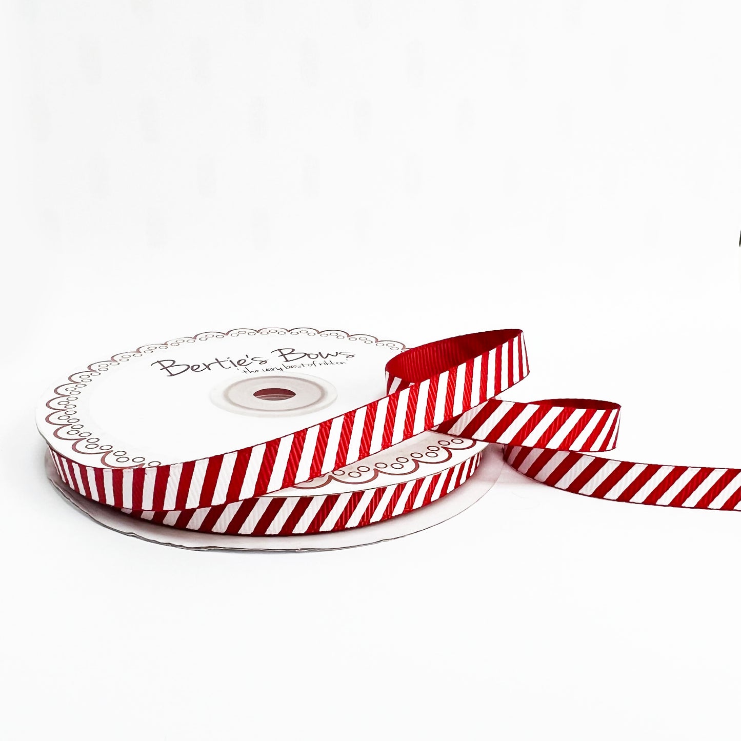9mm Ribbon Red & White Stripe Candy Cane Grosgrain Ribbon | Per Metre or 25m ROLL | Wrapping Craft Decorations - SweetpeaStore
