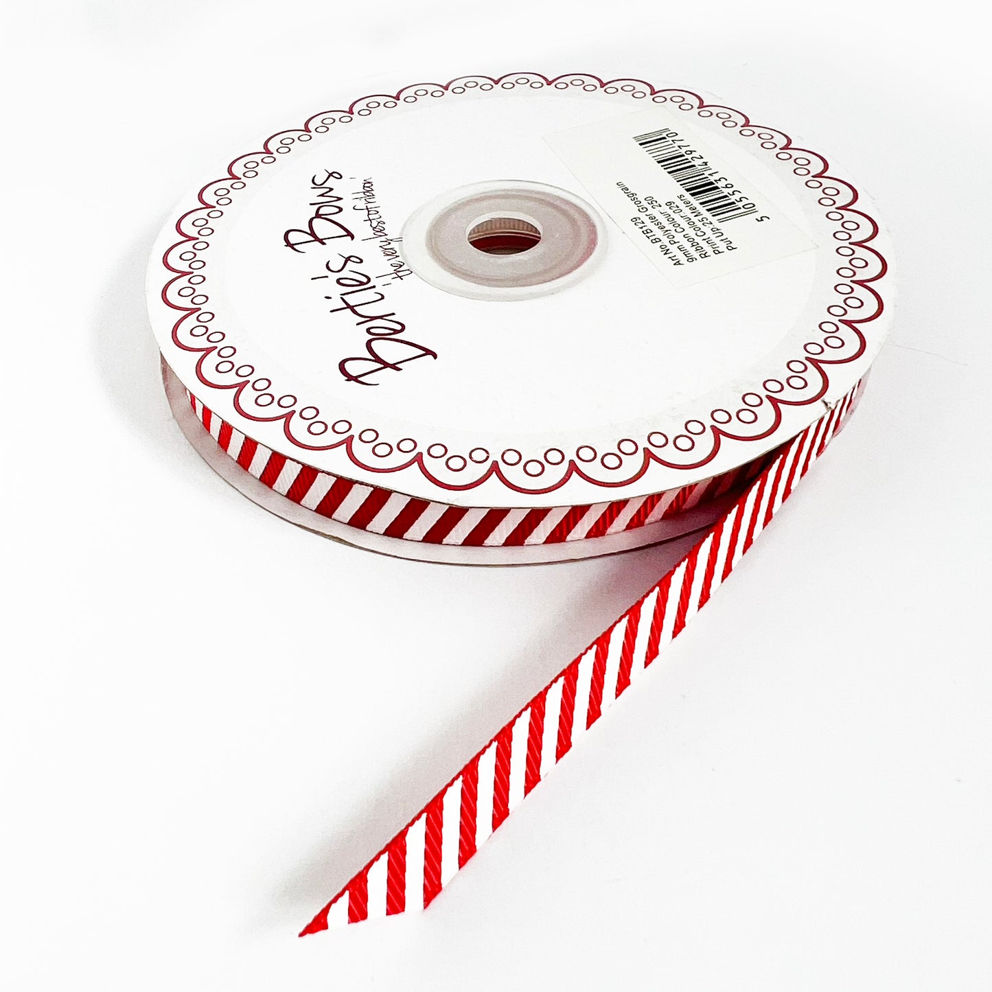 9mm Ribbon Red & White Stripe Candy Cane Grosgrain Ribbon | Per Metre or 25m ROLL | Wrapping Craft Decorations - SweetpeaStore
