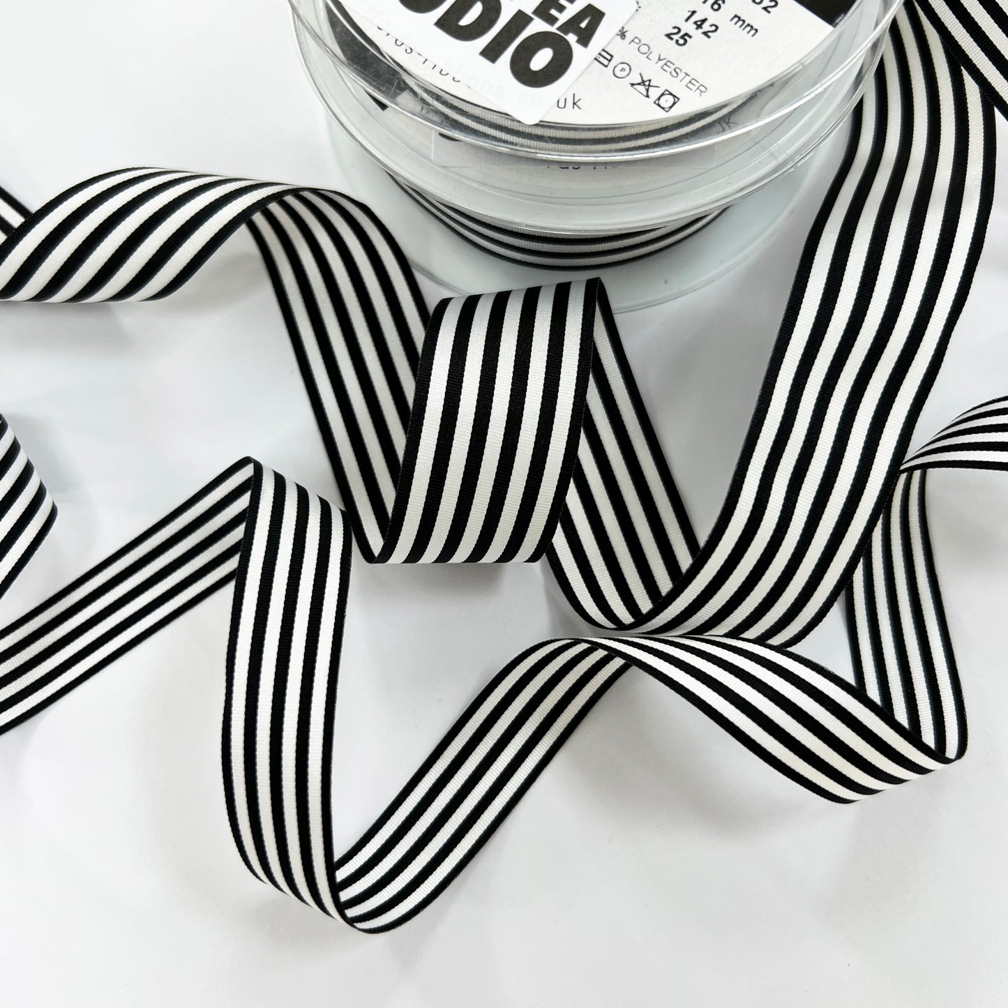 Black & White Stripe Ribbon | 3 Widths 9mm 16mm 25mm | Choose Length or Roll - SweetpeaStore