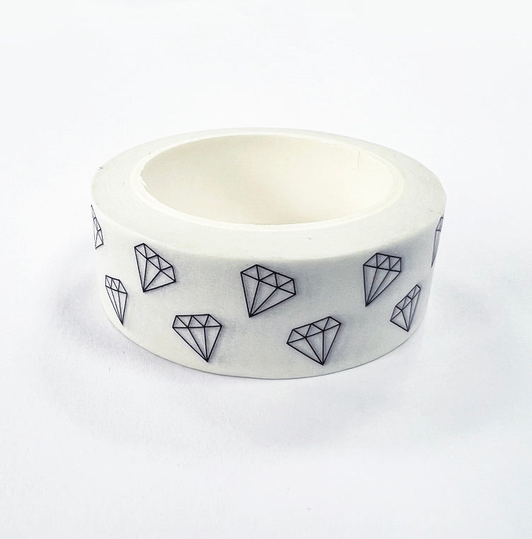 Black and White Washi Tape Gem | 15mm x 10m | Stationery Journalling Scrapbooking - SweetpeaStore