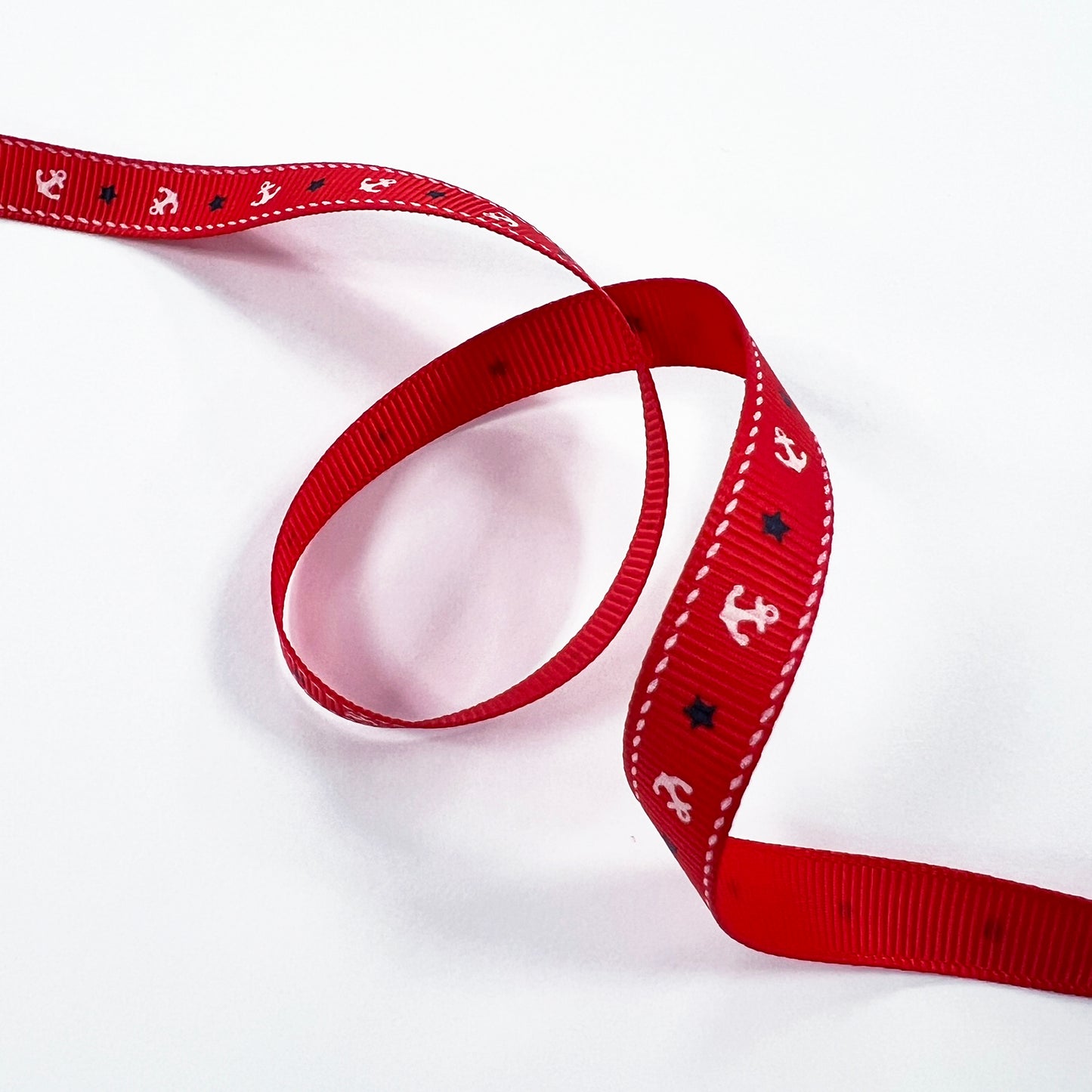 Anchor & Star Grosgrain Ribbon | 9mm Navy Red Cream | Nautical Seaside Theme Wrap Sewing Craft - SweetpeaStore