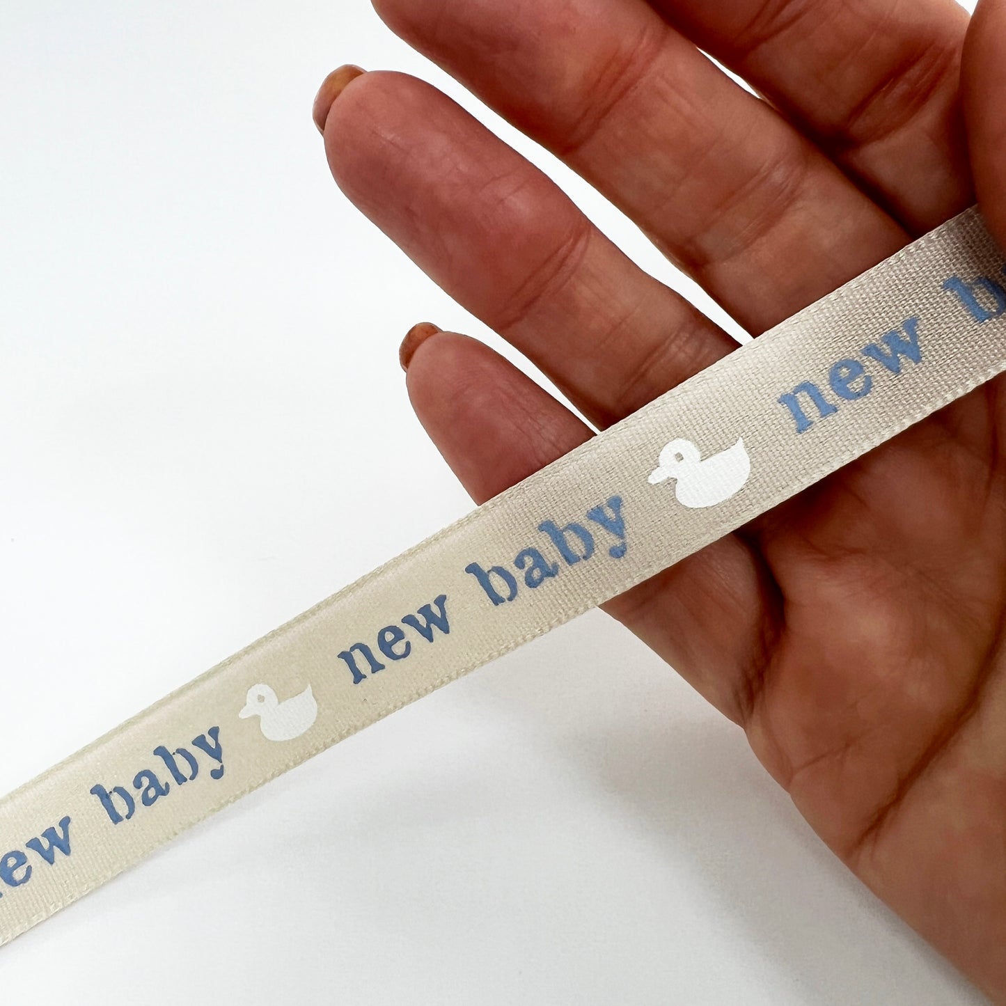 New Baby & Christening Ribbon | Boy Girl Pink Blue Cream| 16mm 1m - 20m Roll | Baby Shower Gender Reveal - SweetpeaStore