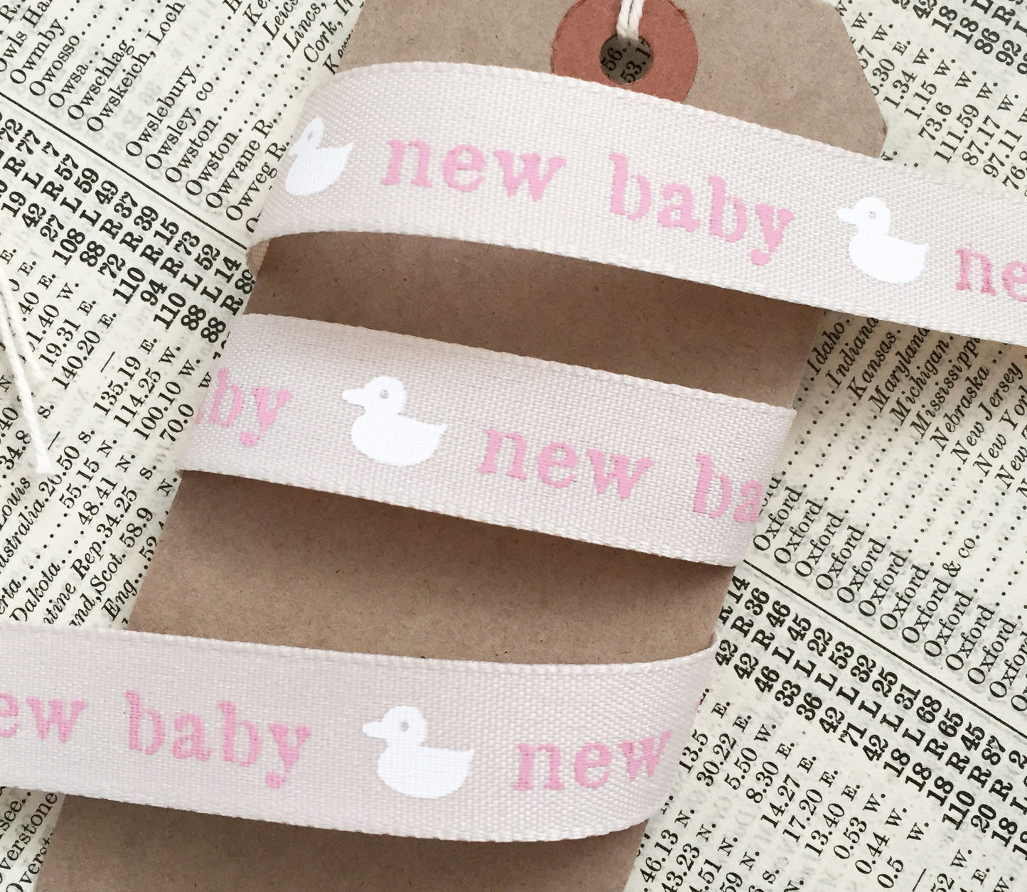 New Baby & Christening Ribbon | Boy Girl Pink Blue Cream| 16mm 1m - 20m Roll | Baby Shower Gender Reveal - SweetpeaStore