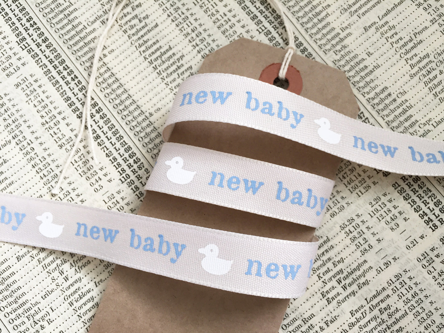 New Baby & Christening Ribbon | Boy Girl Pink Blue Cream| 16mm 1m - 20m Roll | Baby Shower Gender Reveal - SweetpeaStore