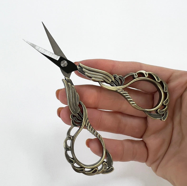 Angel Wing Antique Gold Coloured Scissors | Needlework Embroidery Quilting Craft - SweetpeaStore