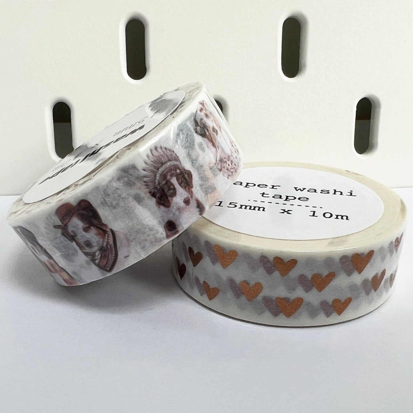 Puppy Love Paper Washi Tape Set | Cute Dogs | Rose Gold Hearts | 15mm x 10m Rolls | Journalling Scrapbook Planner - SweetpeaStore