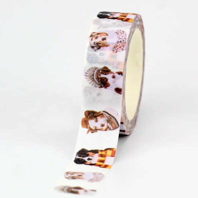 Puppy Love Paper Washi Tape Set | Cute Dogs | Rose Gold Hearts | 15mm x 10m Rolls | Journalling Scrapbook Planner - SweetpeaStore