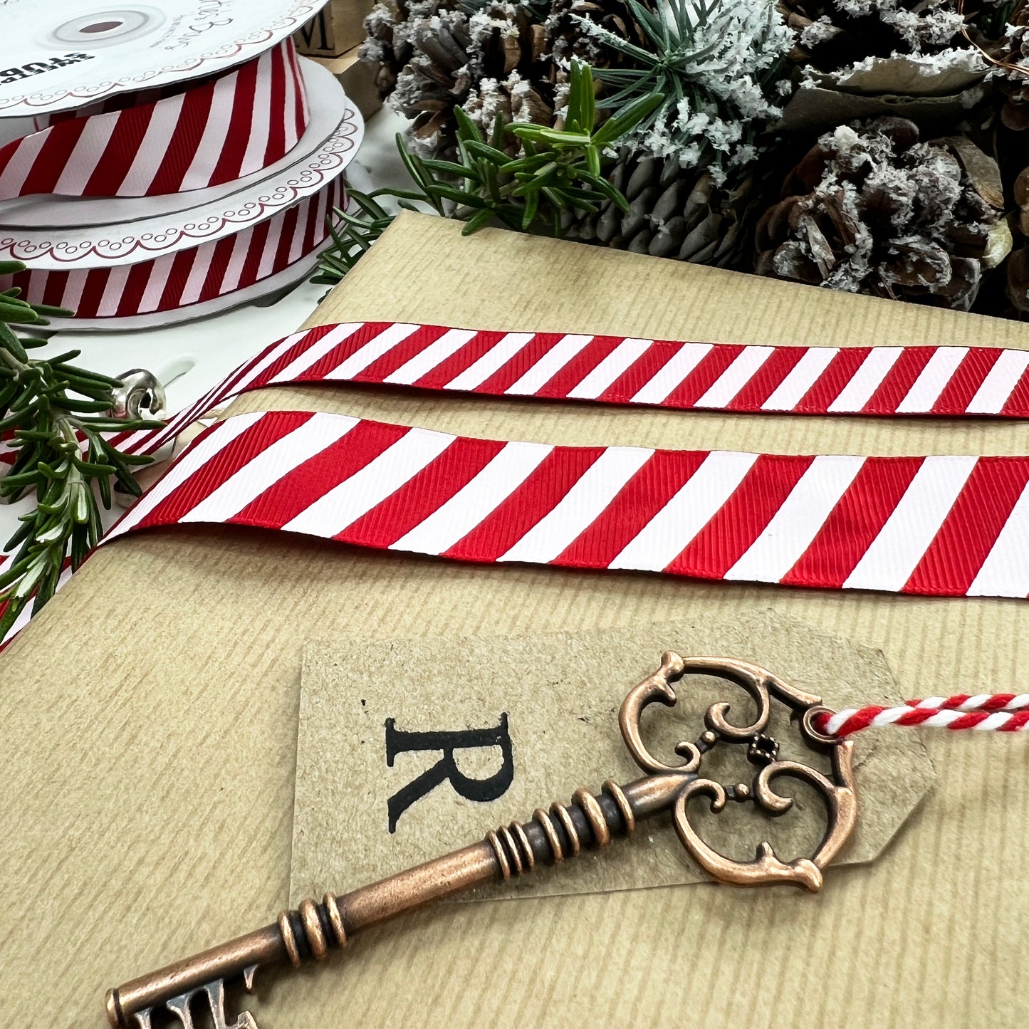 Stripe Ribbon 16mm 25mm Red & White Candy Cane Grosgrain | Christmas Wrapping Craft Wreath Bows | Metre or 25m Roll - SweetpeaStore