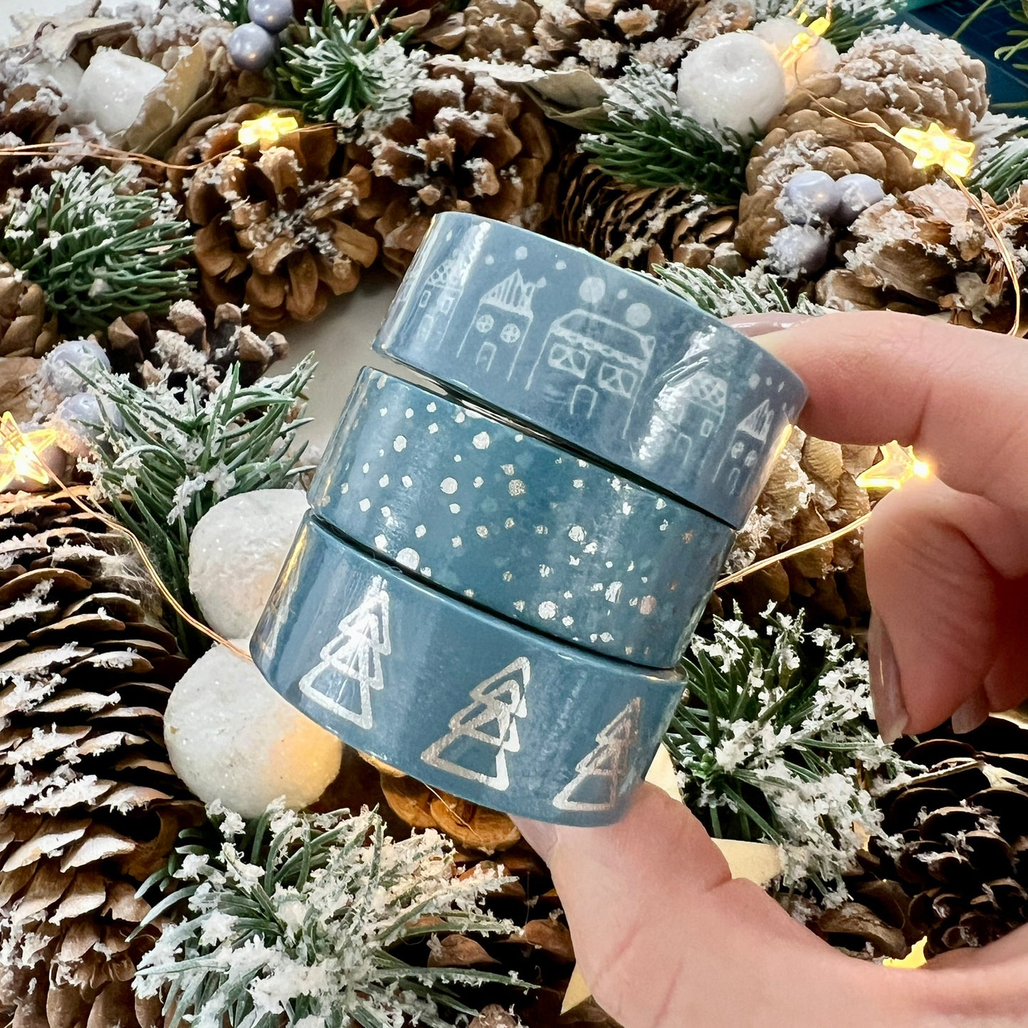 Christmas Washi Tape | Blue & Silver Foil Tree Star Red & White | Choose Design - SweetpeaStore
