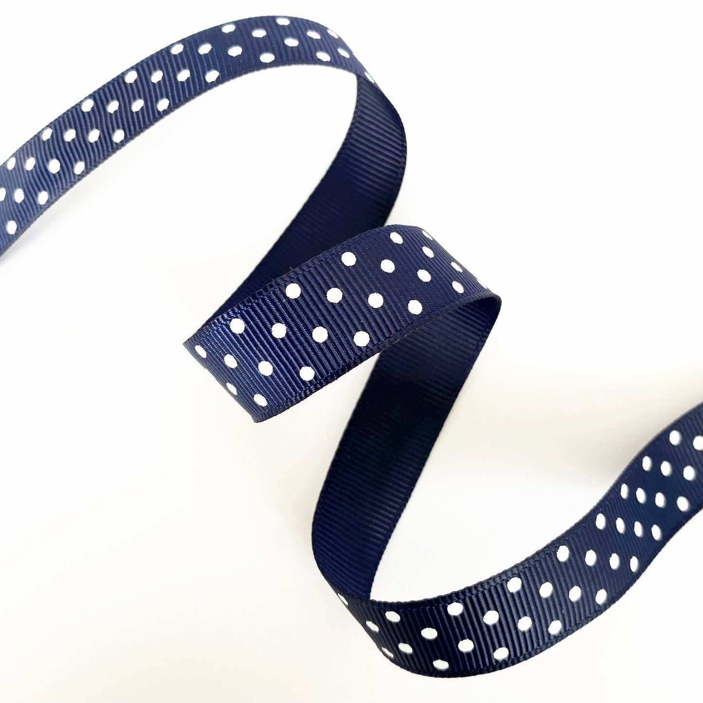 Spot Grosgrain Ribbon | Navy Blue 16mm Polka Dot Spot | 1m 25m Roll - SweetpeaStore
