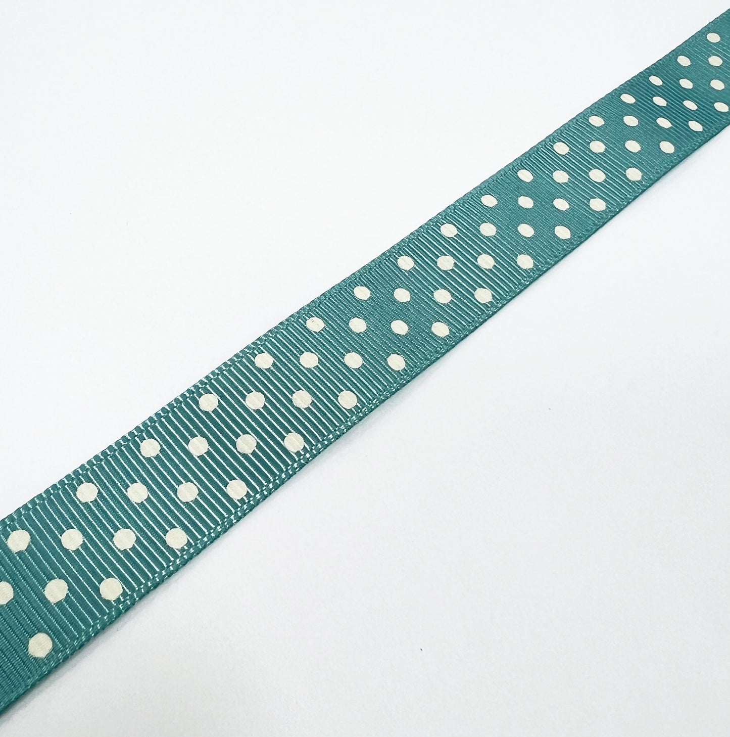 Spot Grosgrain Ribbon | Vintage Blue 16mm Polka Dot Spot | 1m 25m Roll - SweetpeaStore