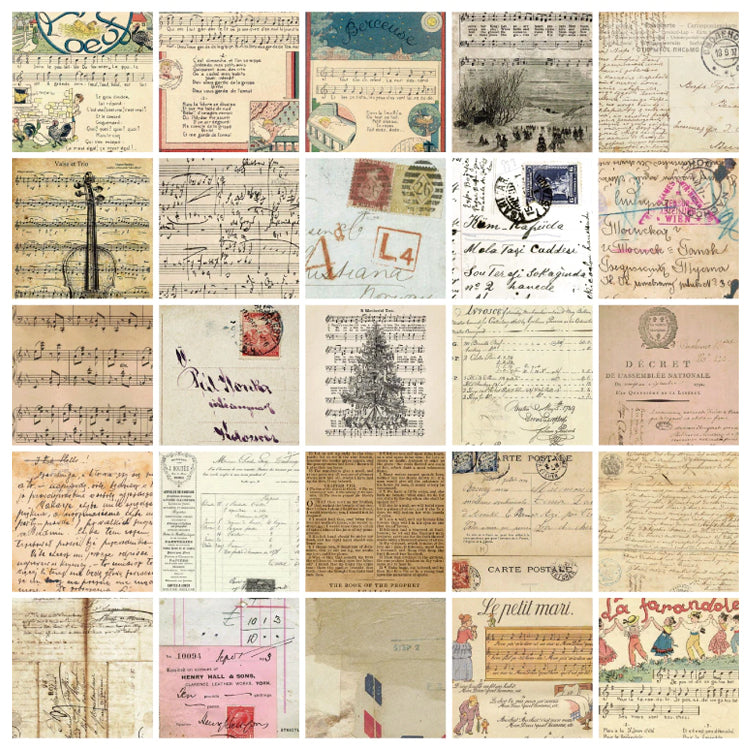Set of 100 Mini Journalling Scrapbook Vintage Papers - Choose Design - SweetpeaStore
