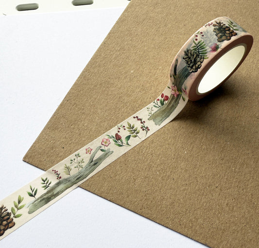 Pink Woodland Washi Tape | Paper Stationery | 1.5cm x 10m | Journalling - SweetpeaStore