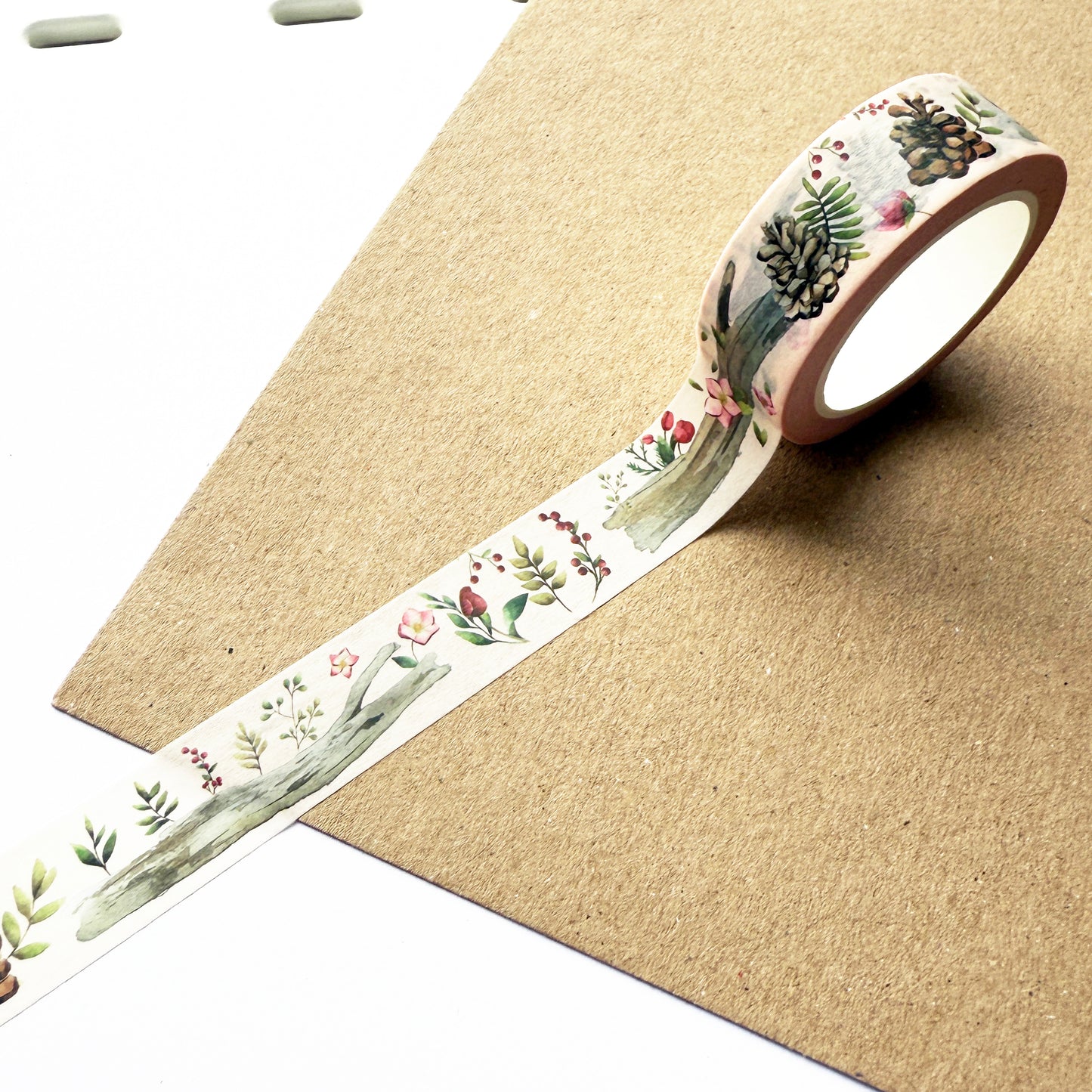 Washi Tape Woodland Treasures & Grid | Paper Stationery | 1.5cm x 10m | Journalling - SweetpeaStore