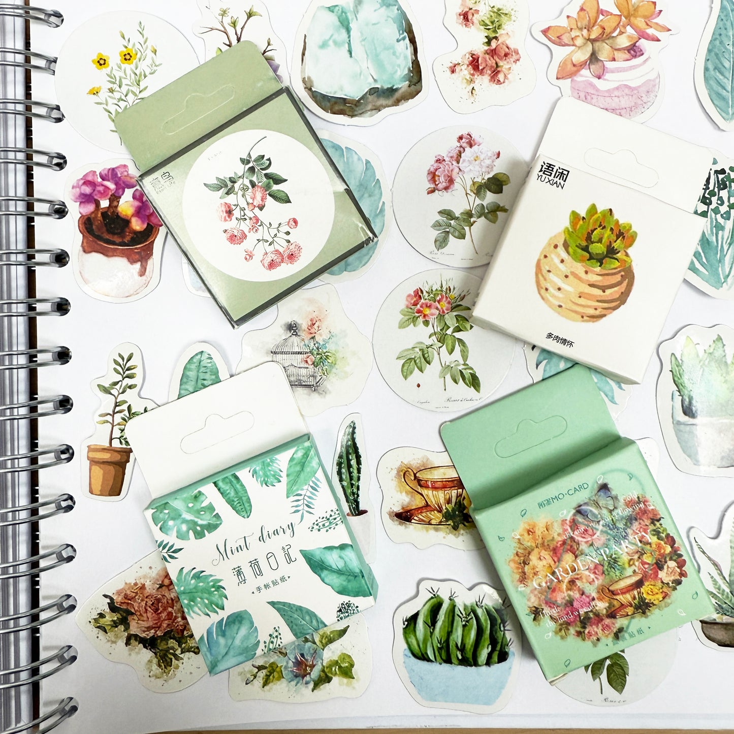 Vintage Flowers & House Plant Stickers | 4 x Mini Boxes 186 pcs | Scrapbooking - SweetpeaStore