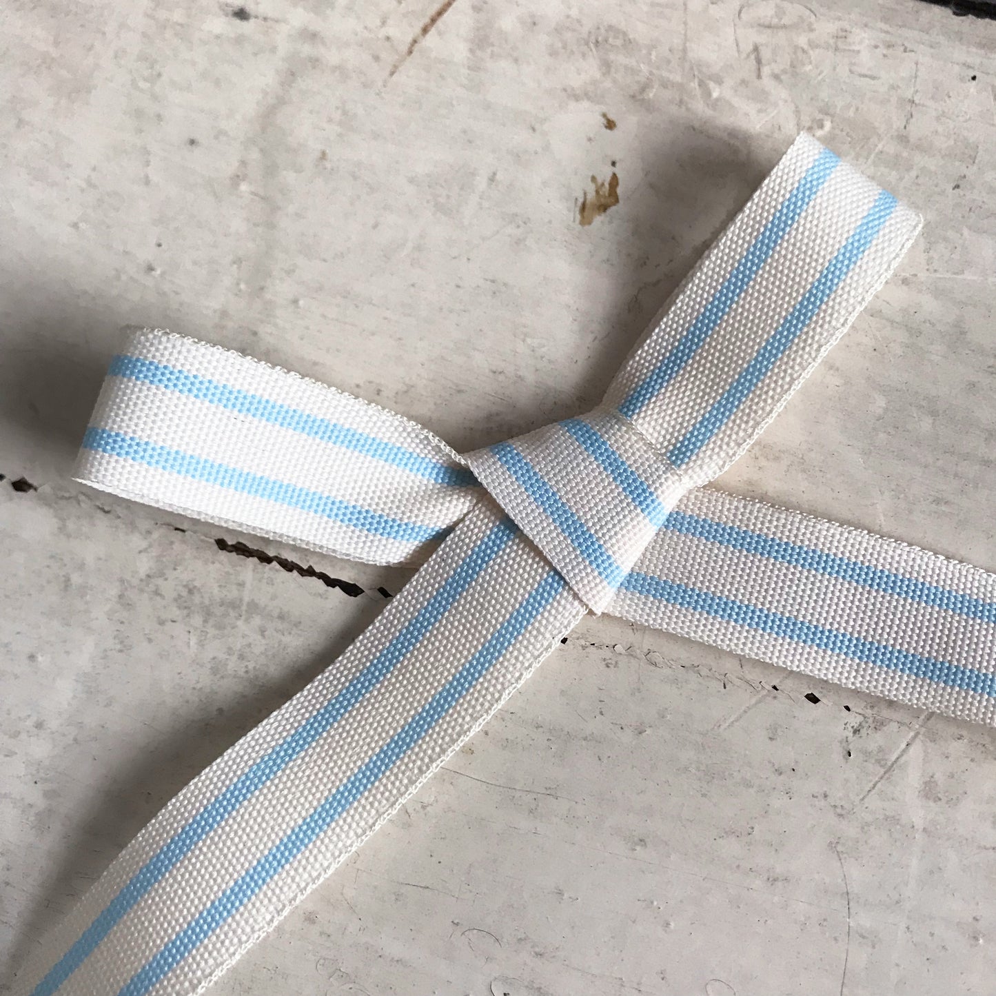 15mm Baby Blue and Cream Vintage Style Ticking Stripe Ribbon - SweetpeaStore