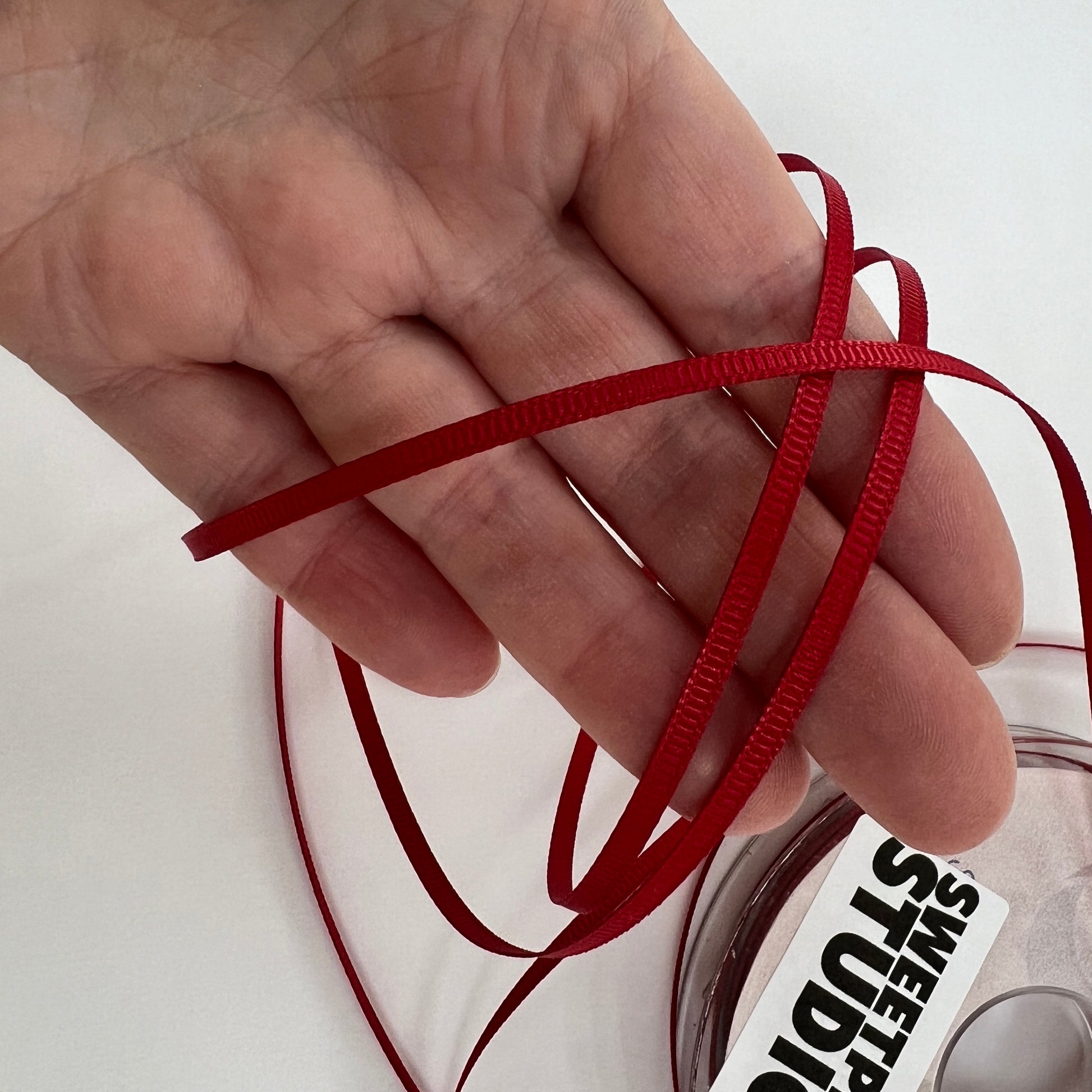 3mm Red Grosgrain Ribbon | Full 50m Roll | Hanging Decorations Bows Wrapping - SweetpeaStore