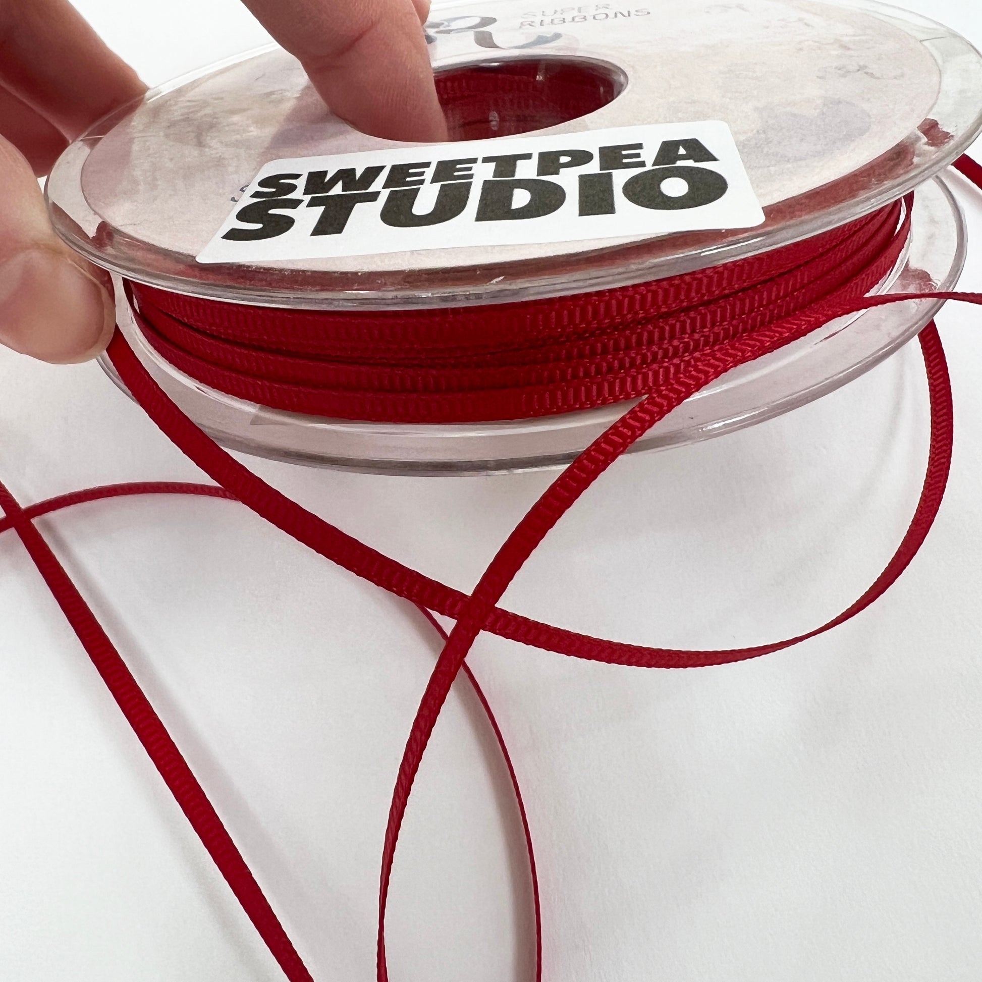 3mm Red Grosgrain Ribbon | Full 50m Roll | Hanging Decorations Bows Wrapping - SweetpeaStore