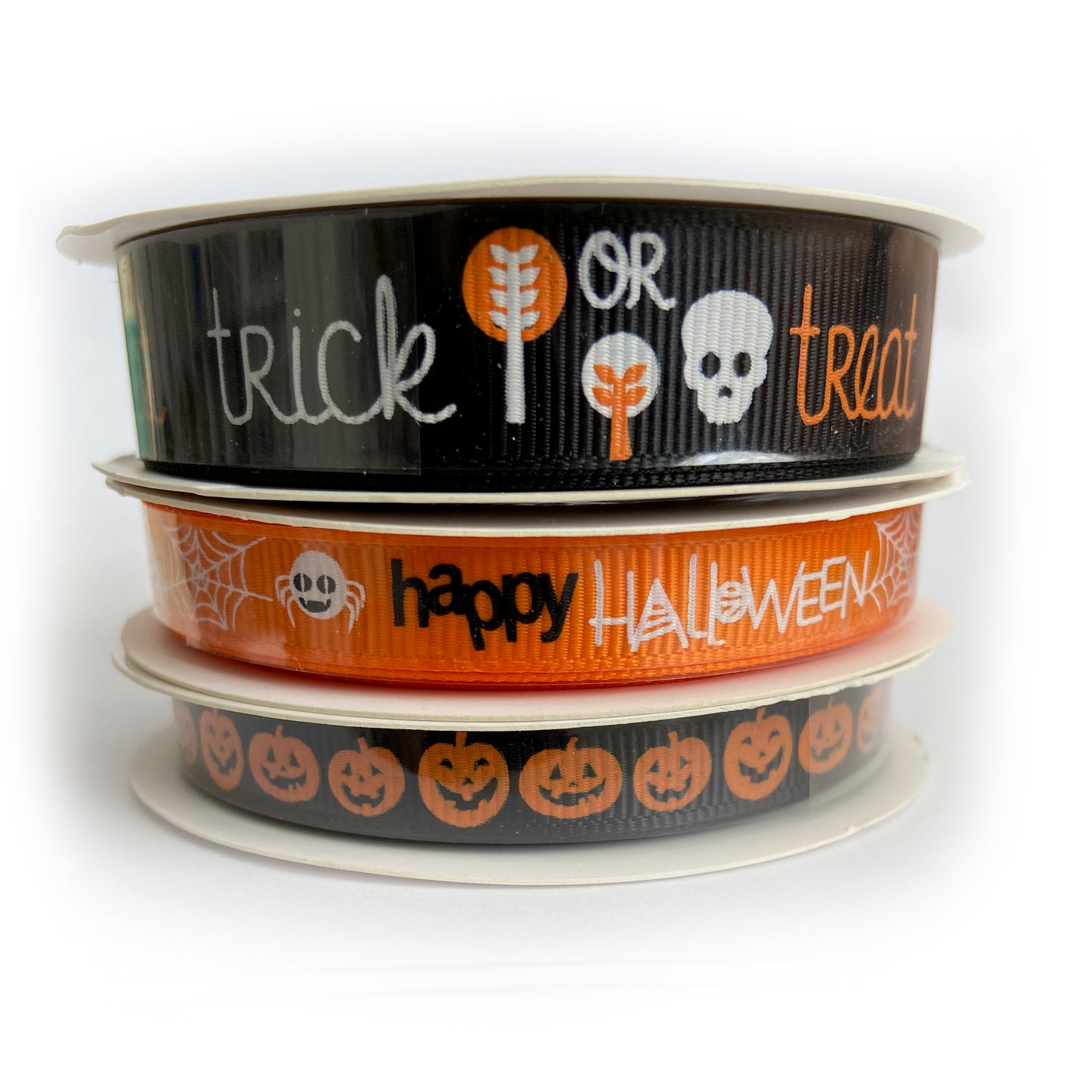 9mm x 5m Happy Halloween Orange Grosgrain Ribbon - SweetpeaStore