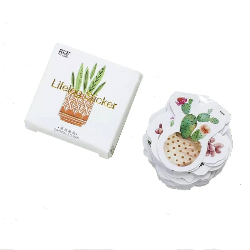Set of 45 House Plant Cactus Cacti Succulents Journalling Scrapbook Mini Box Stickers - SweetpeaStore