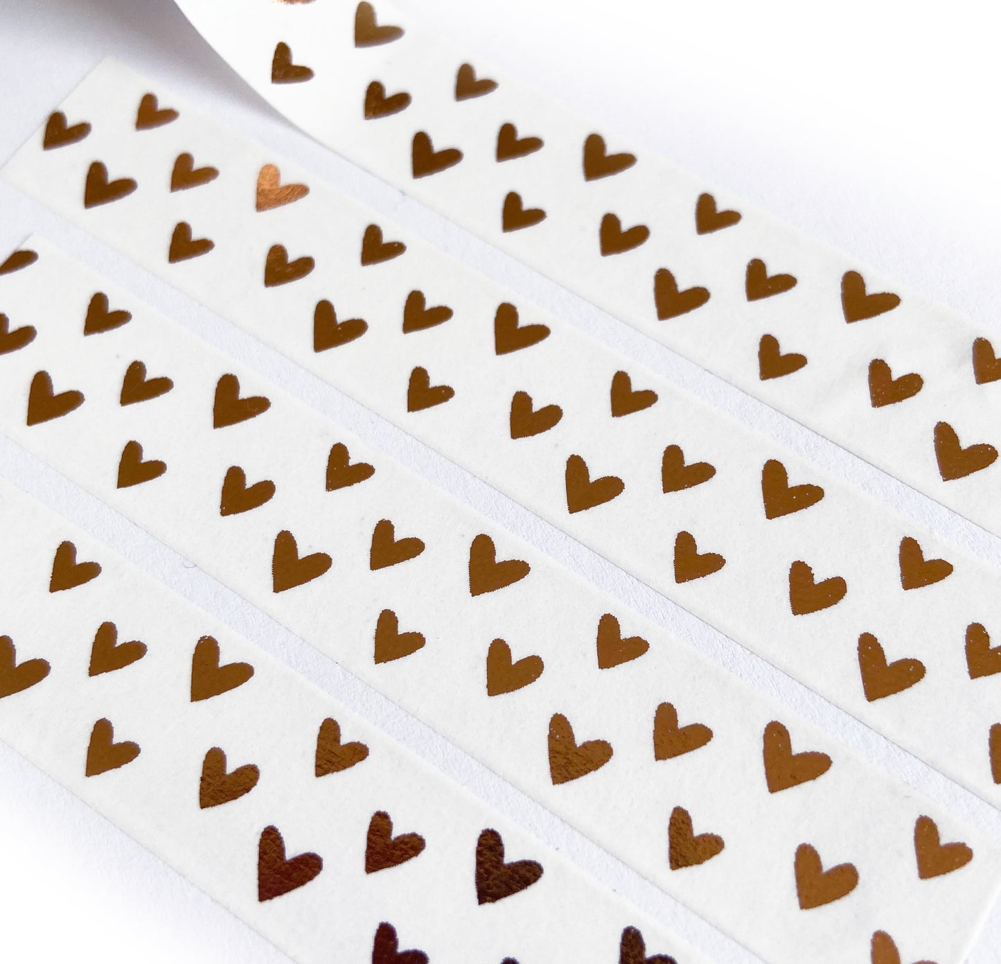 Rose Gold Foil Heart White Paper Washi Tape - 15mm x 10m - SweetpeaStore