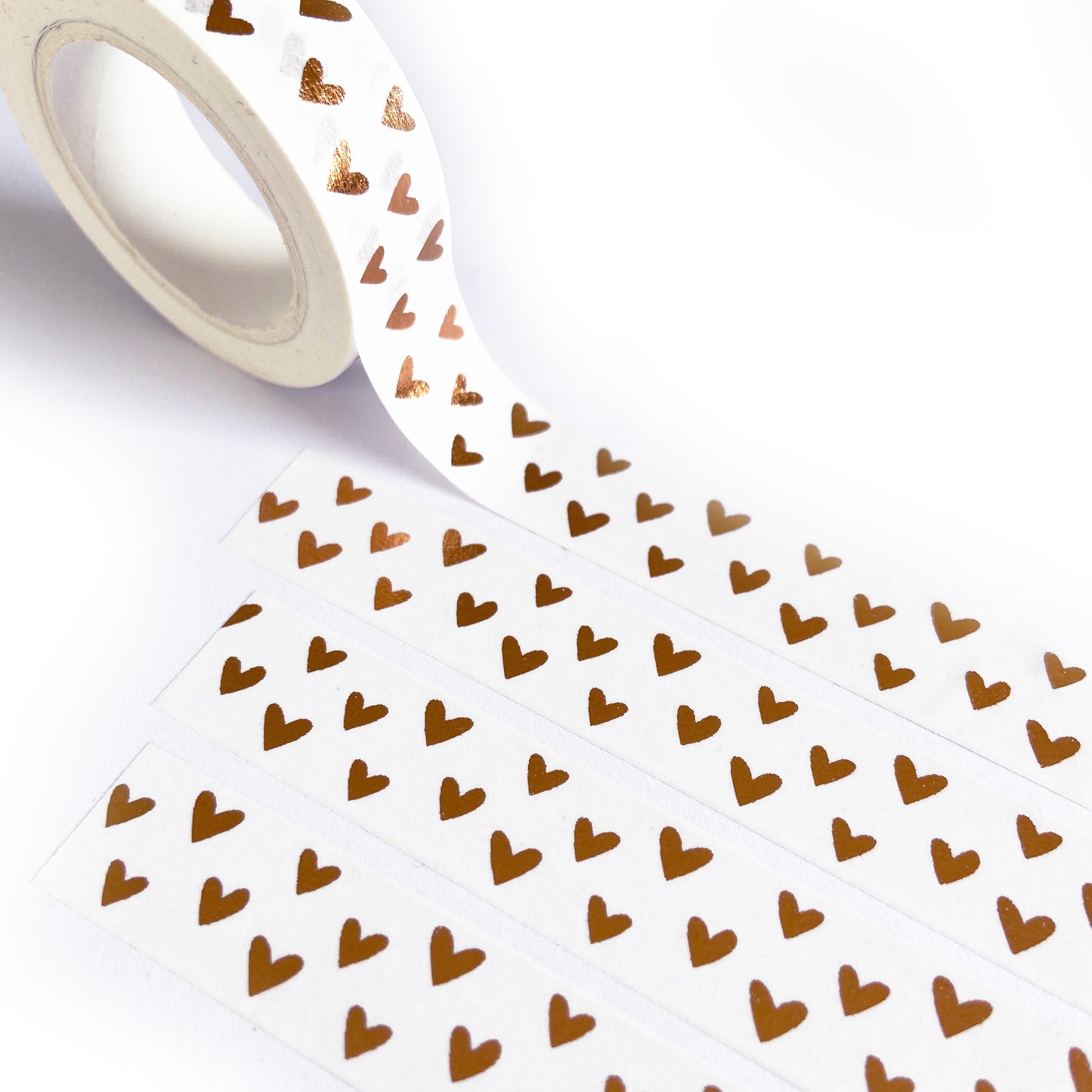 Rose Gold Foil Heart White Paper Washi Tape - 15mm x 10m - SweetpeaStore