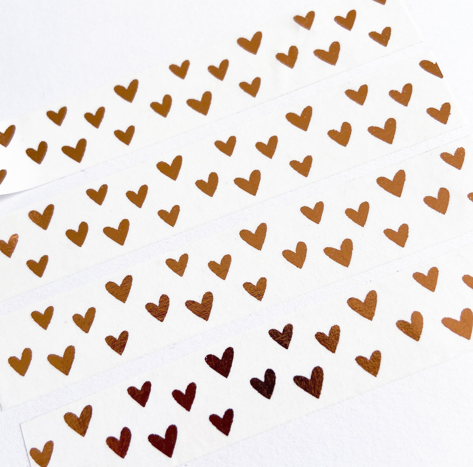 Rose Gold Foil Heart White Paper Washi Tape - 15mm x 10m - SweetpeaStore