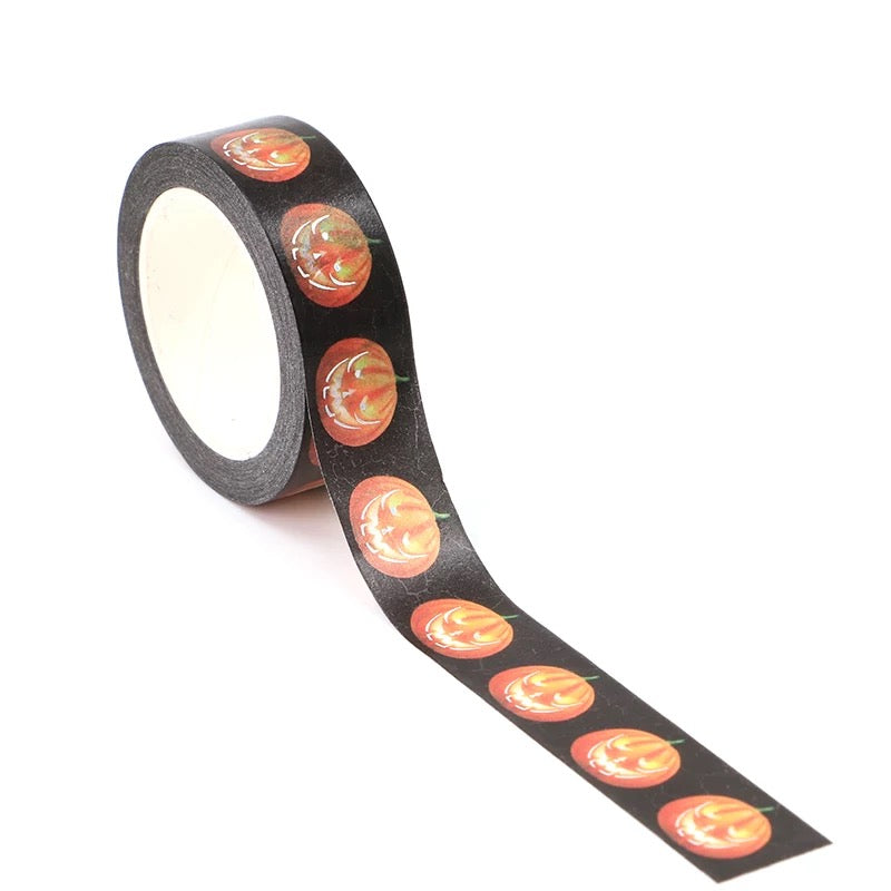 Silver Foil Detail Pumpkin Halloween Washi Tape - 15mm x 10m Roll - SweetpeaStore