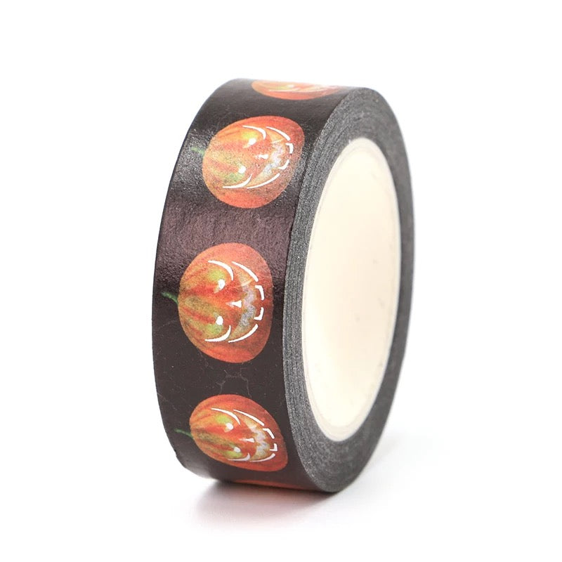 Silver Foil Detail Pumpkin Halloween Washi Tape - 15mm x 10m Roll - SweetpeaStore