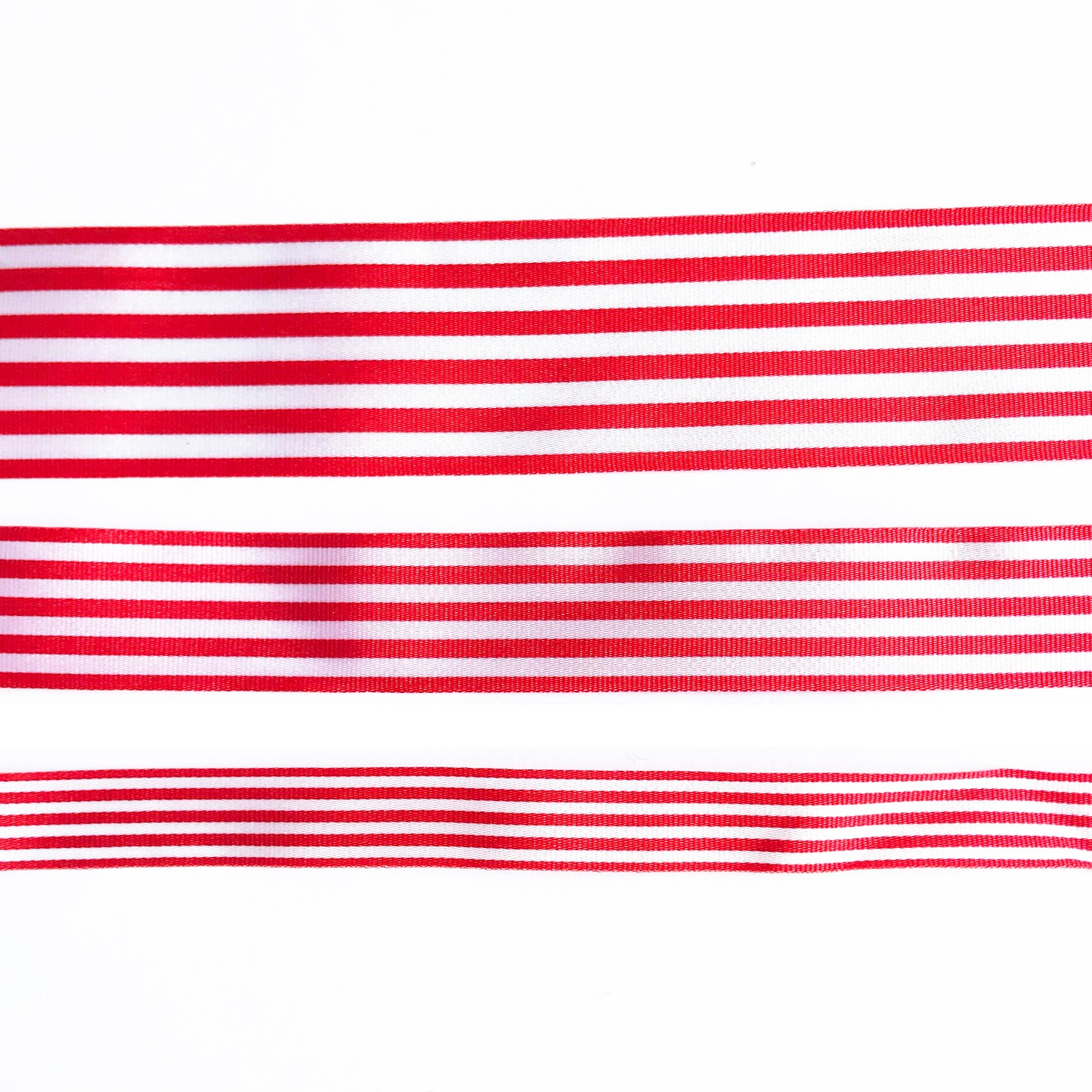 Red & White Stripe Ribbon | 3 Widths 9mm 16mm 25mm | Choose Length or Roll