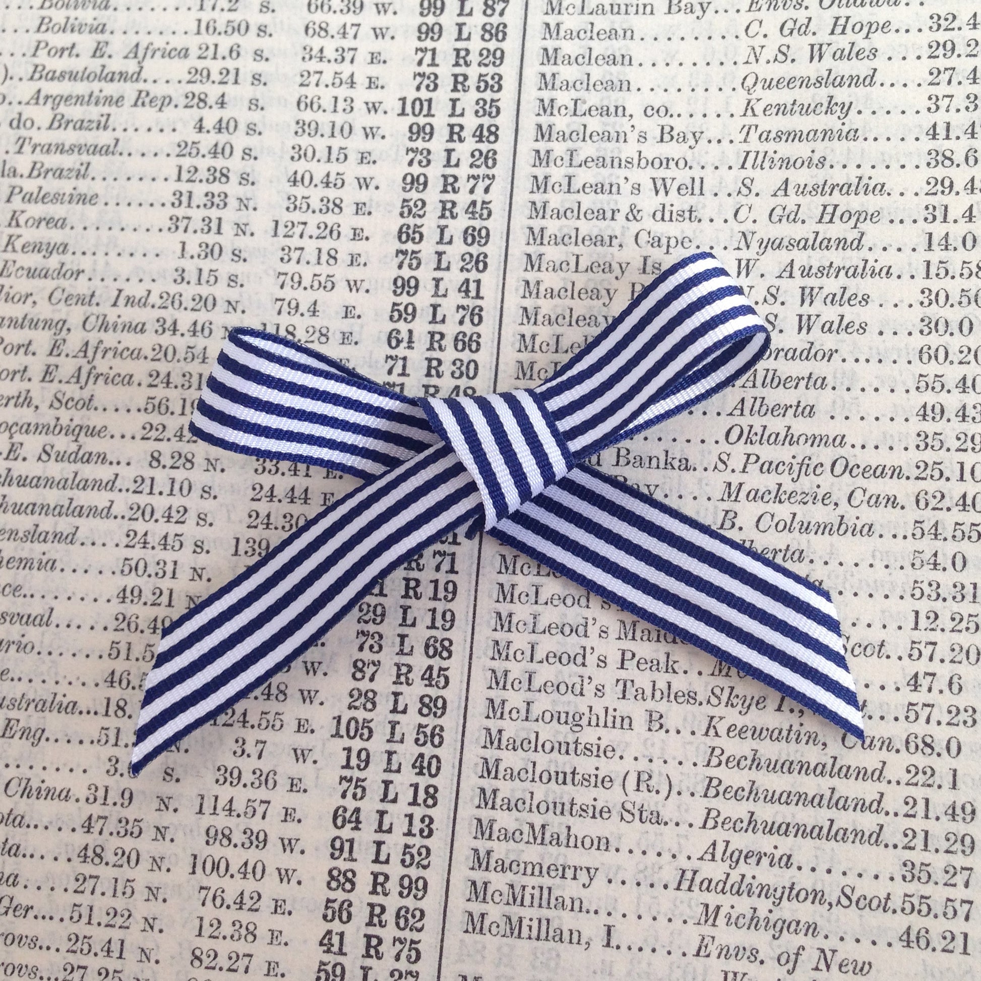 Navy Blue & White Stripe Ribbon 3 Widths 9mm 16mm 25mm Choose Length Full Roll - SweetpeaStore