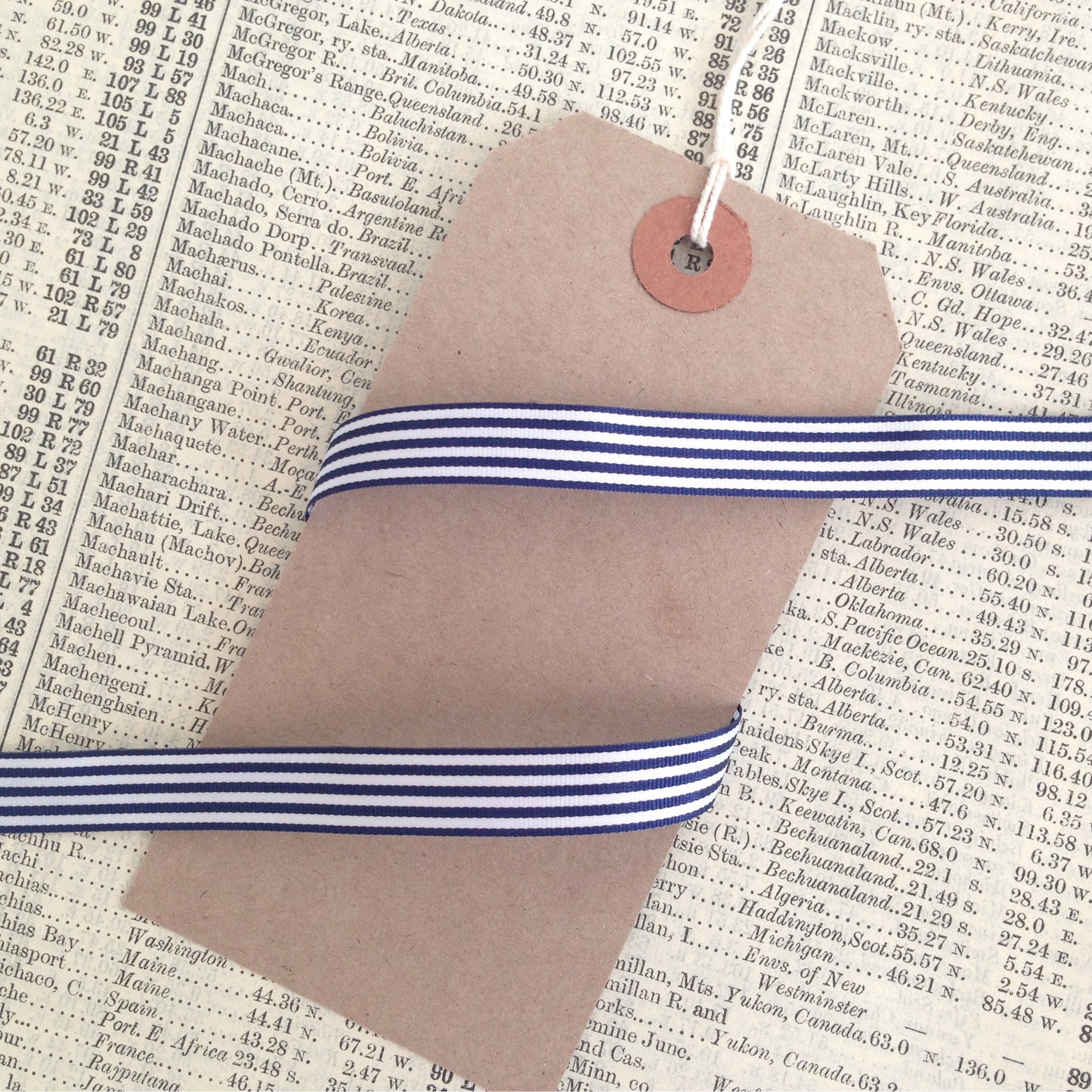 Navy Blue & White Stripe Ribbon 3 Widths 9mm 16mm 25mm Choose Length Full Roll - SweetpeaStore