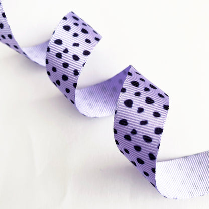 Dalmatian Print Grosgrain Ribbon Pink White Lilac & Black  16mm 1m or Full Roll - SweetpeaStore