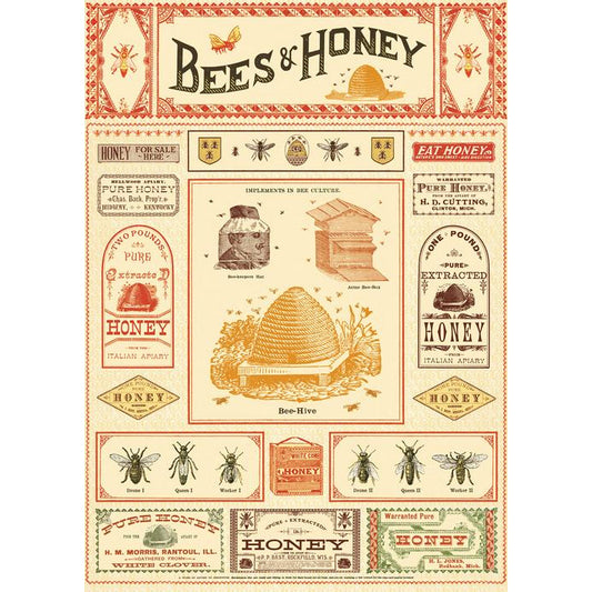 Bees & Honey Poster Paper Craft Wrap Decoupage | 50 x 70cm | Cavallini & Co - SweetpeaStore